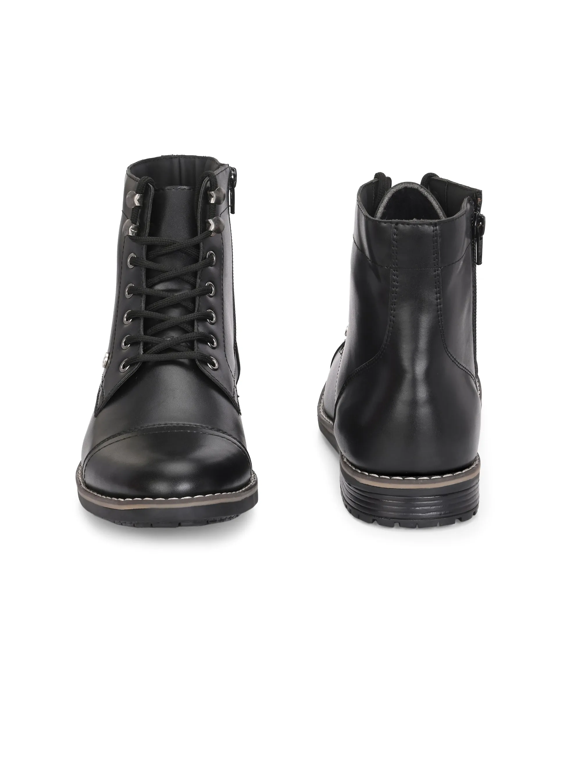 El Paso Men Faux Leather Casual Lace Up Boots
