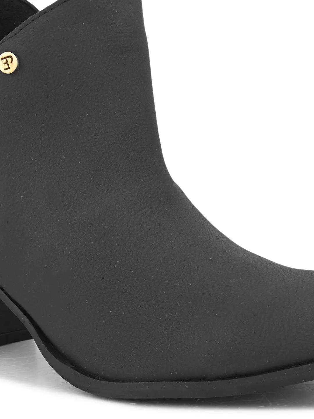 EL PASO Women Black Faux Leather Casual Chelsea Boots