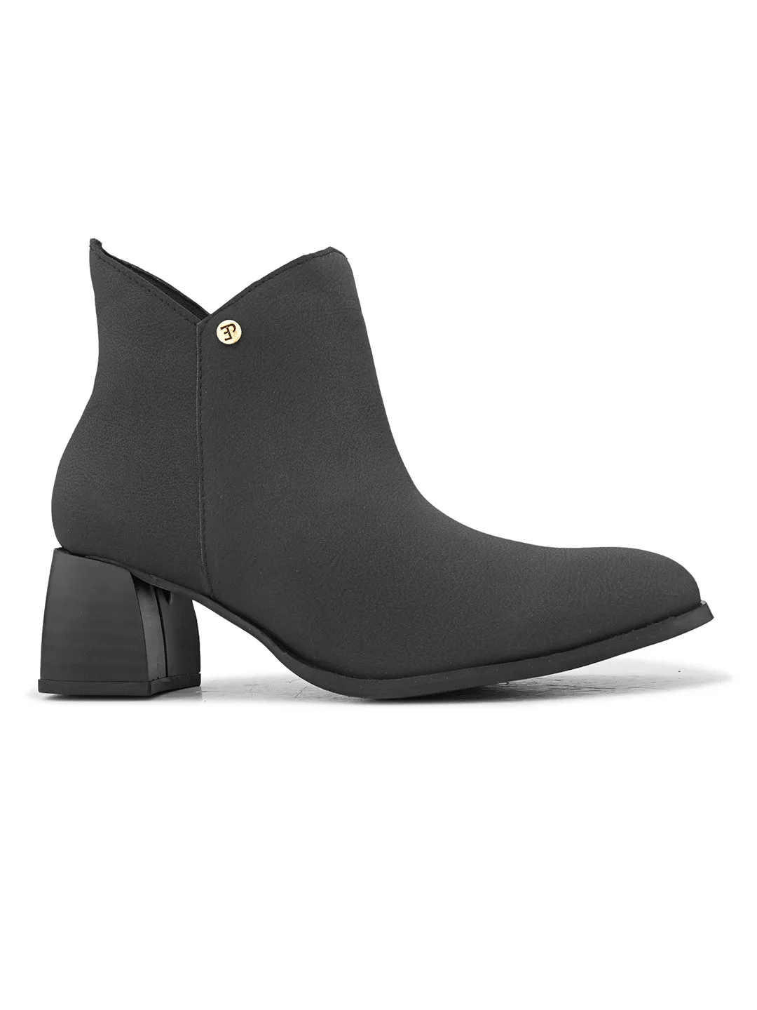 EL PASO Women Black Faux Leather Casual Chelsea Boots