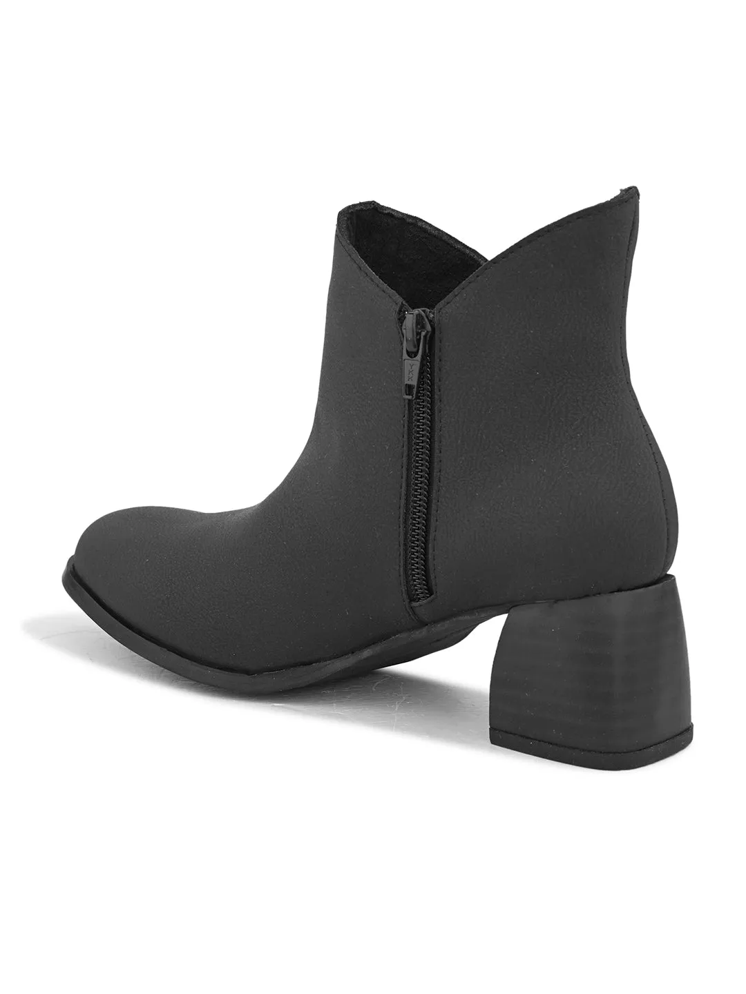 EL PASO Women Black Faux Leather Casual Chelsea Boots