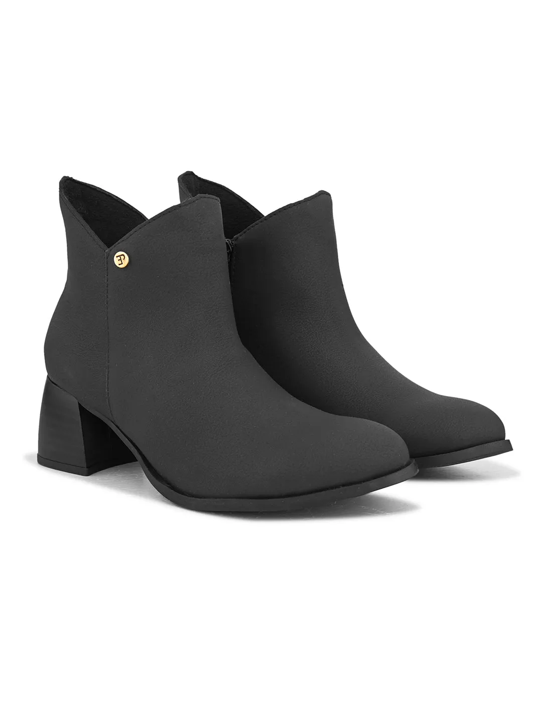 EL PASO Women Black Faux Leather Casual Chelsea Boots