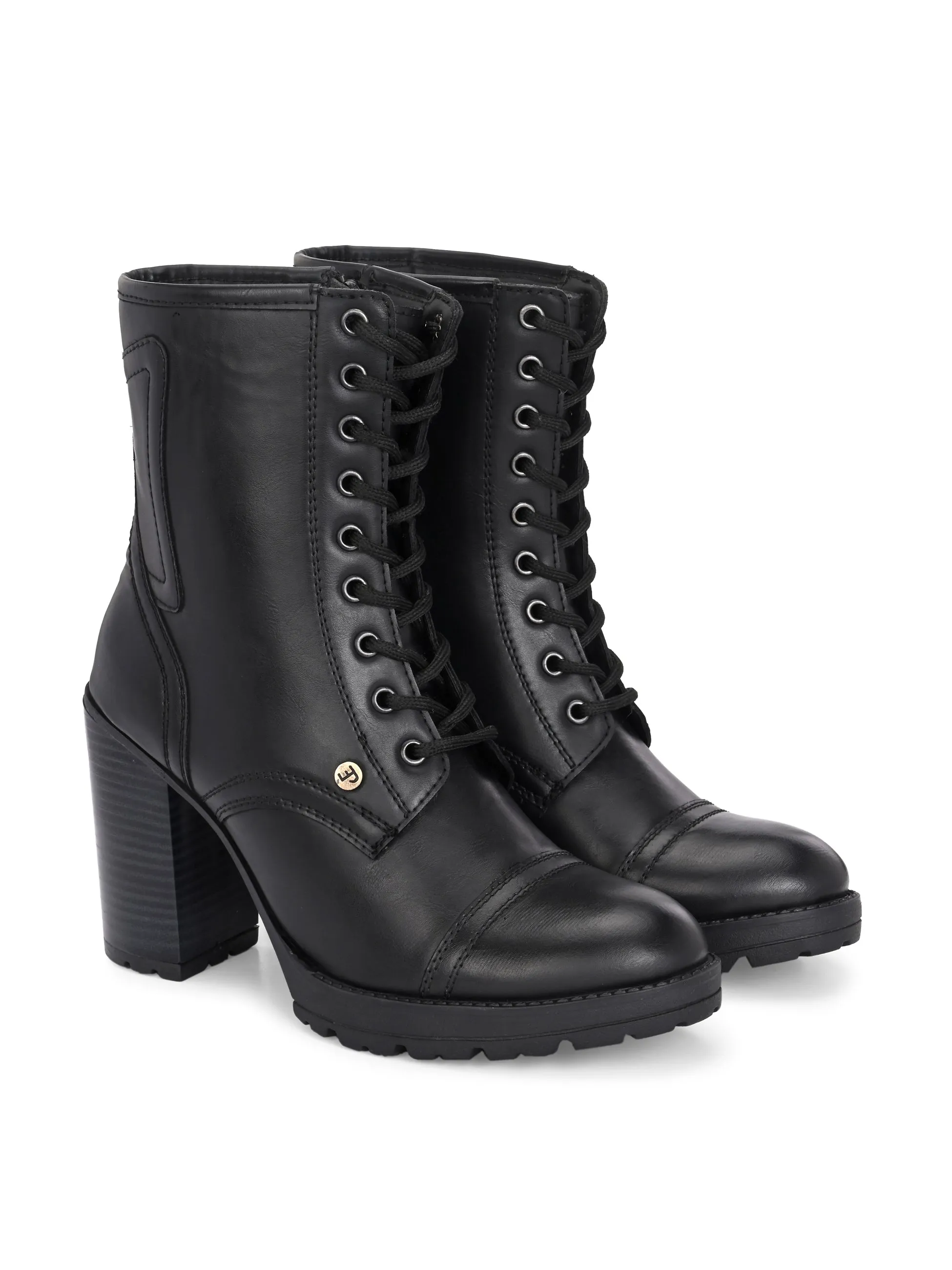 EL PASO Women Faux Leather Casual Lace Up Boots