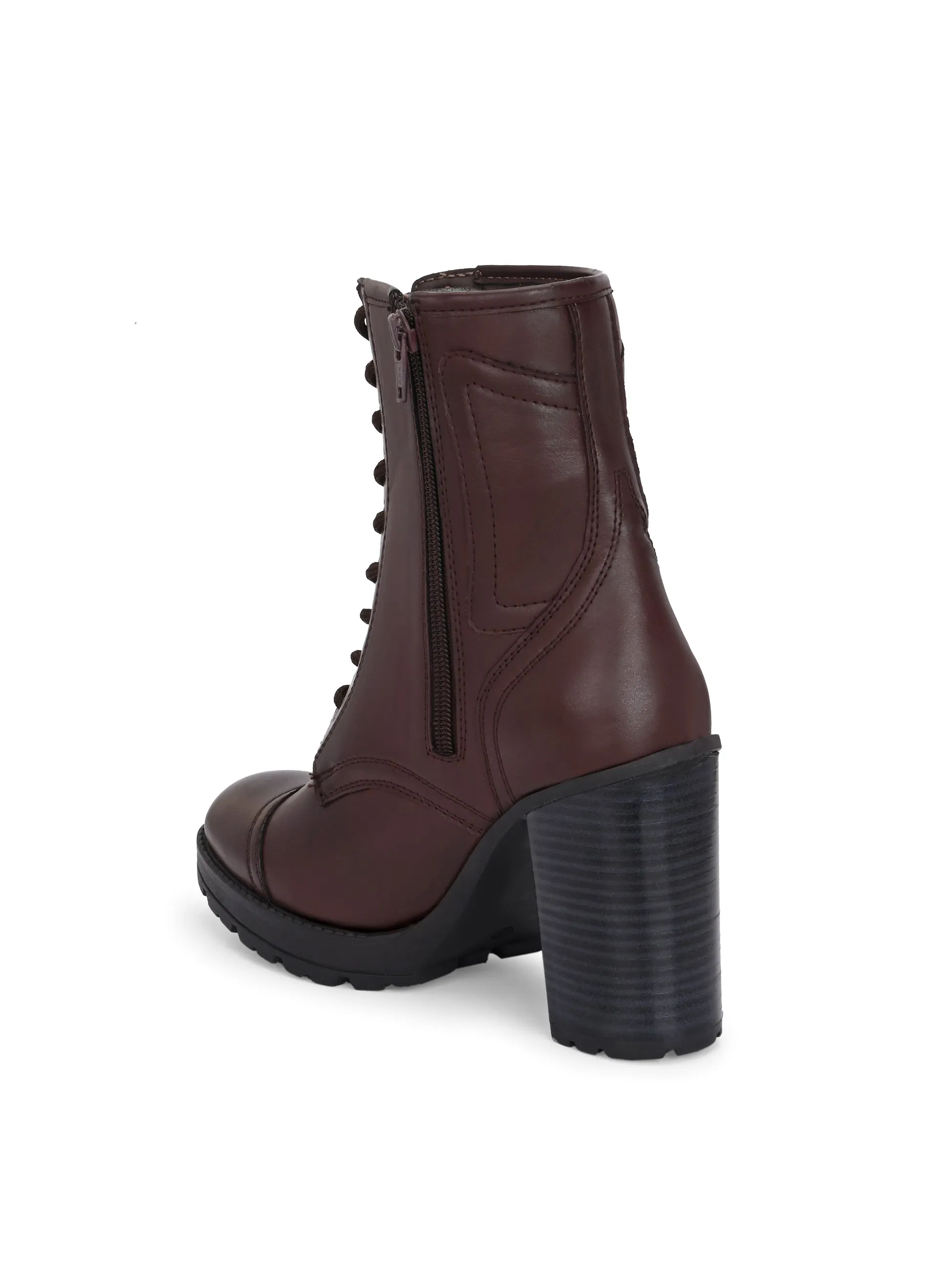 EL PASO Women Faux Leather Casual Lace Up Boots