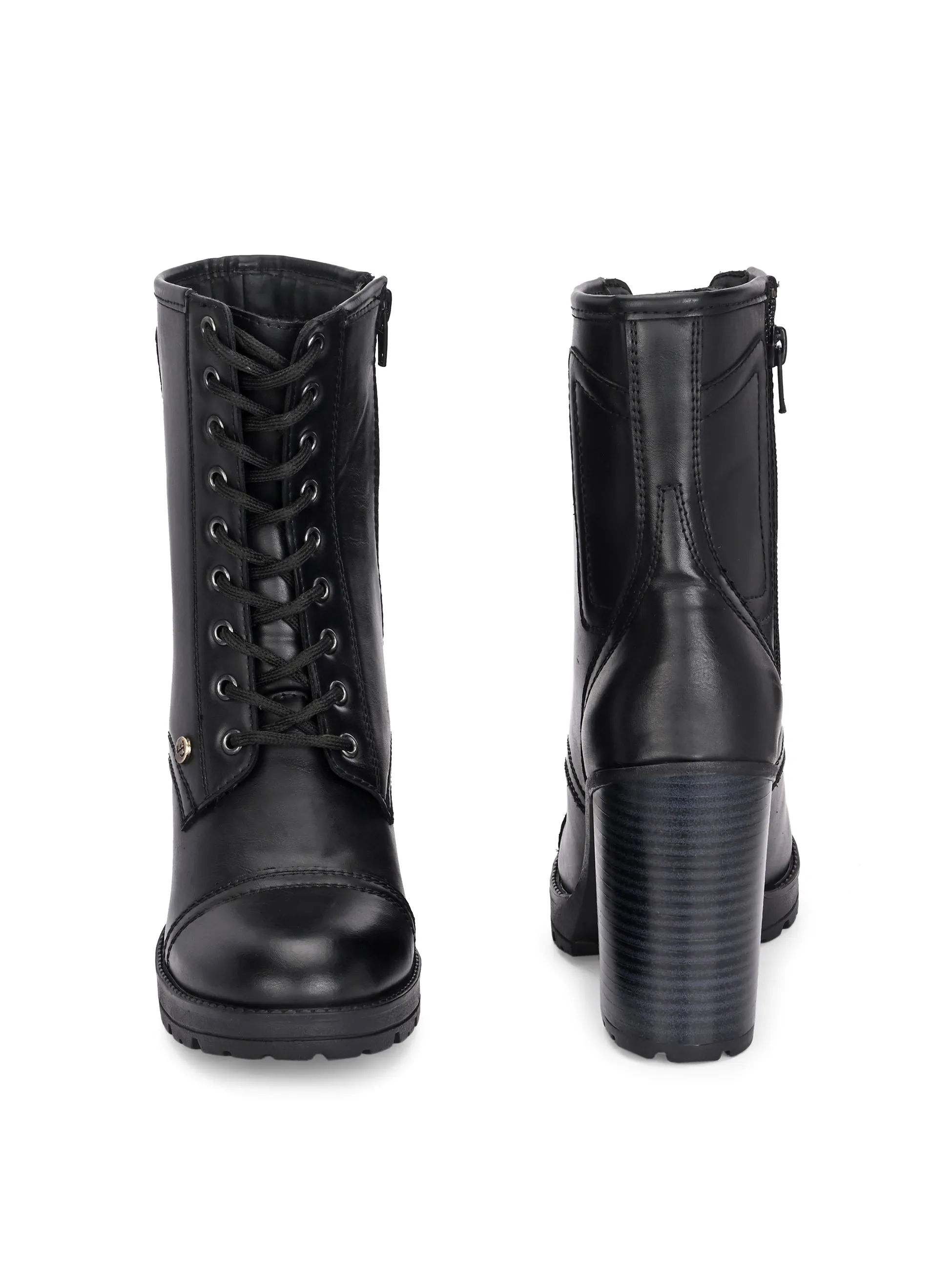 EL PASO Women Faux Leather Casual Lace Up Boots