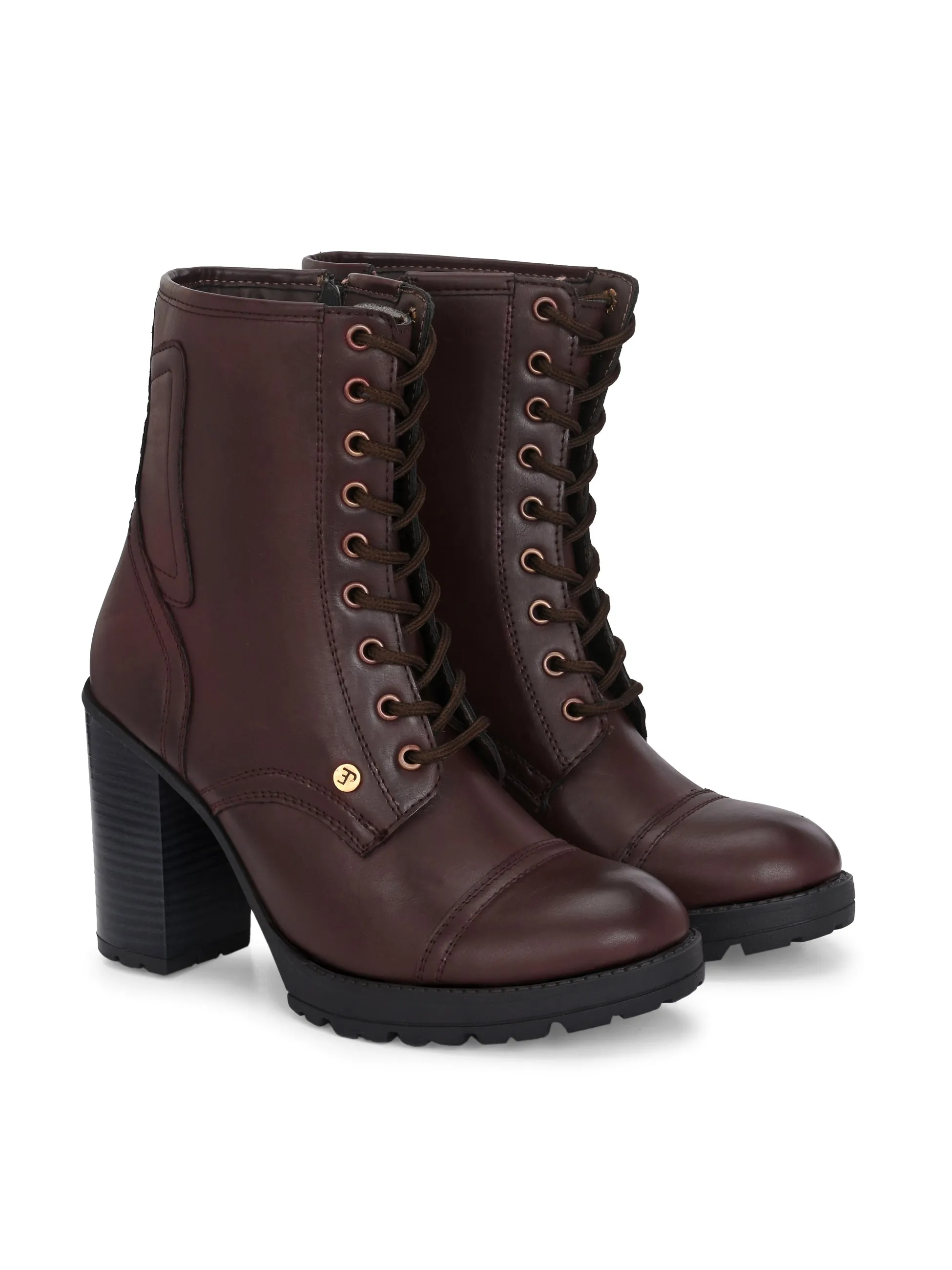 EL PASO Women Faux Leather Casual Lace Up Boots