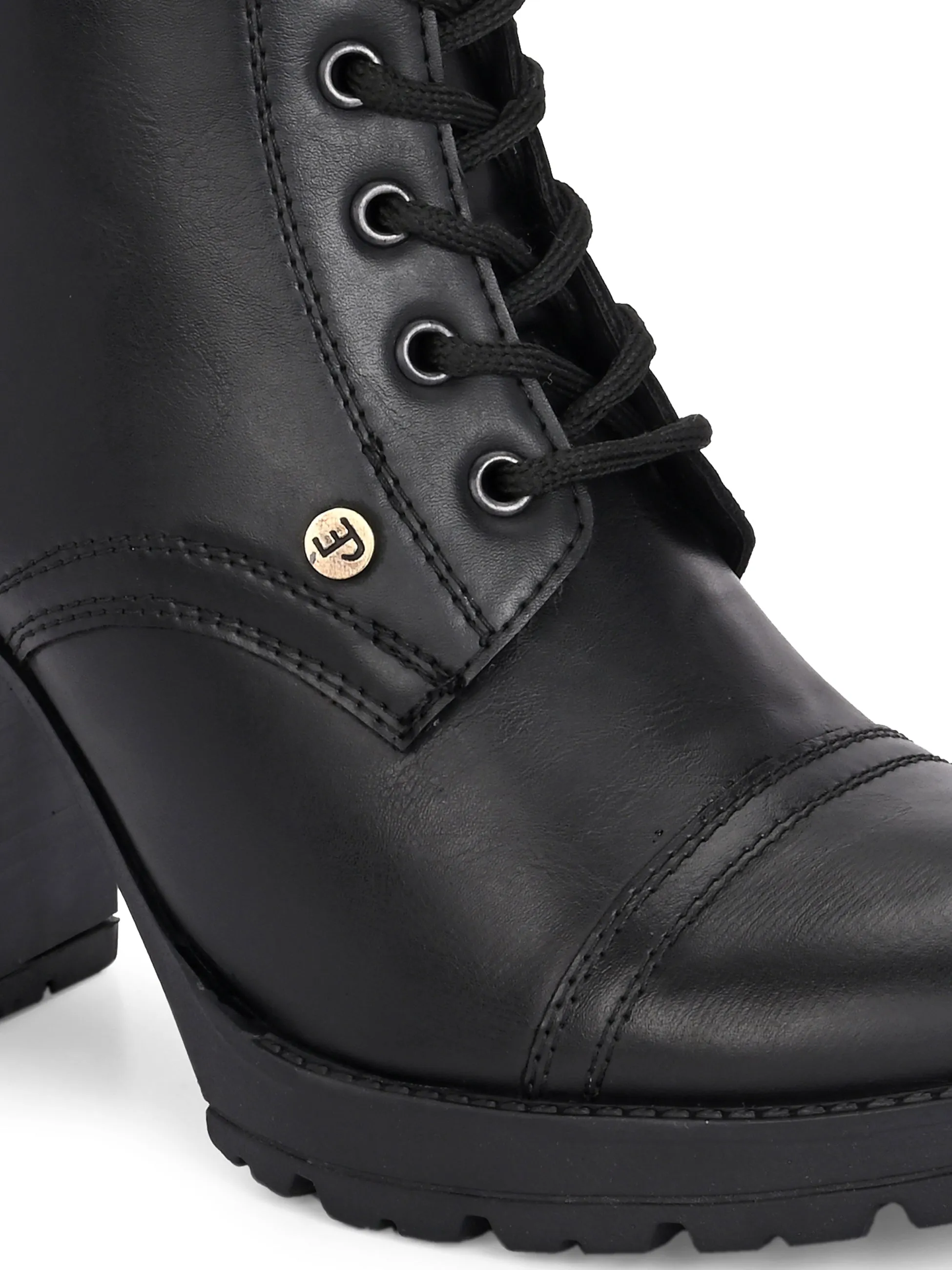 EL PASO Women Faux Leather Casual Lace Up Boots
