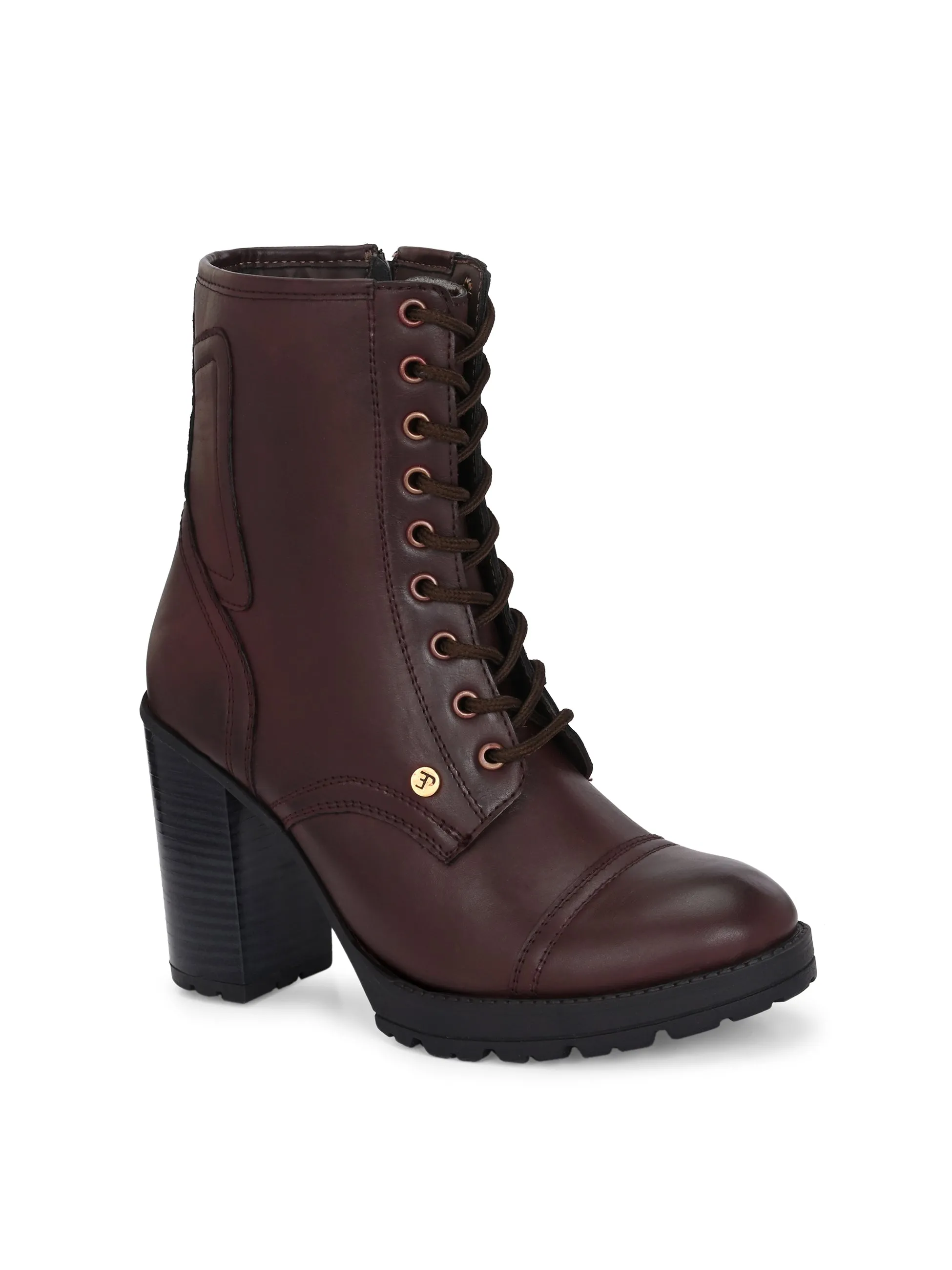 EL PASO Women Faux Leather Casual Lace Up Boots