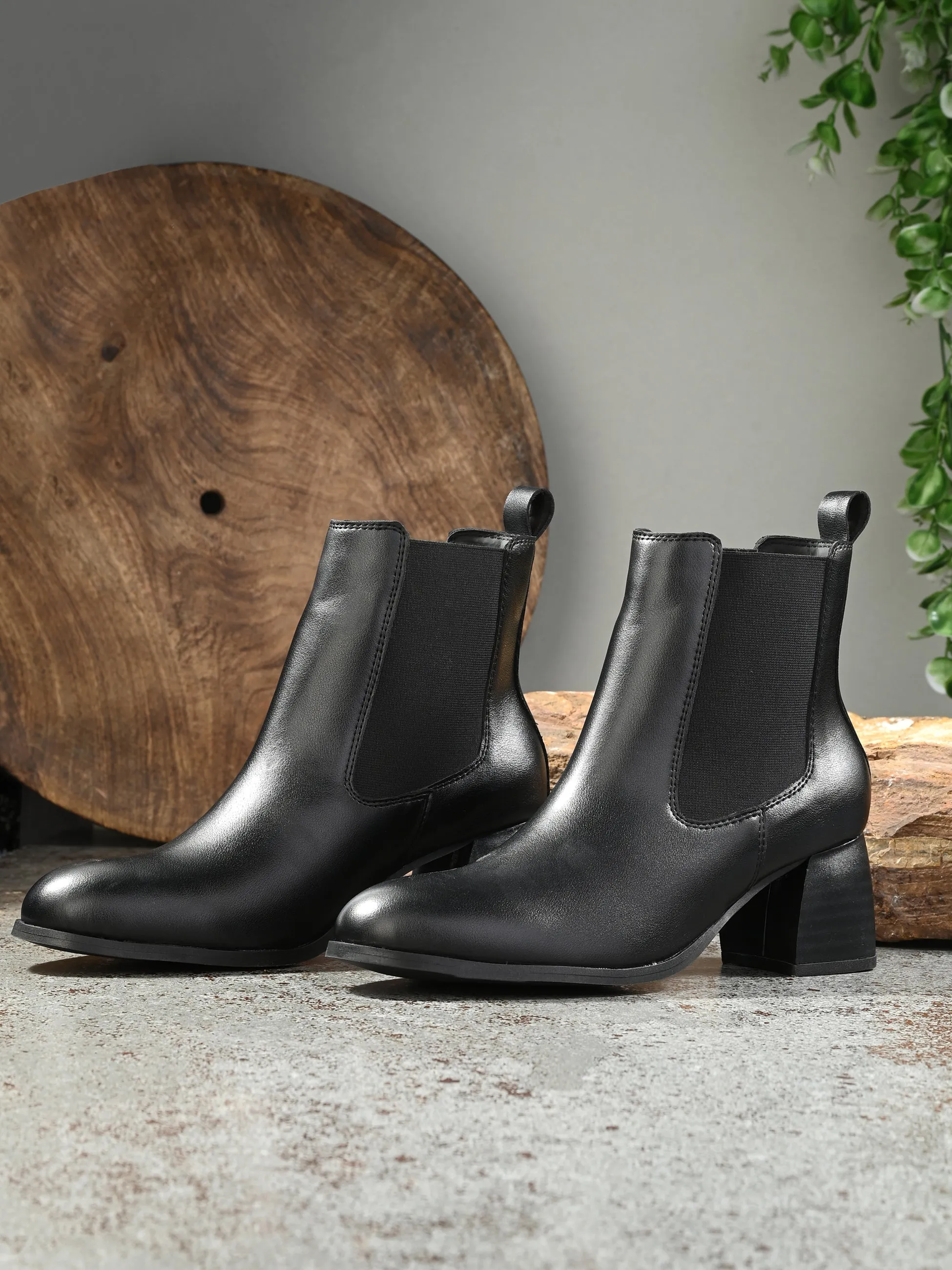 EL PASO Women Faux Leather Casual Slip On Boots