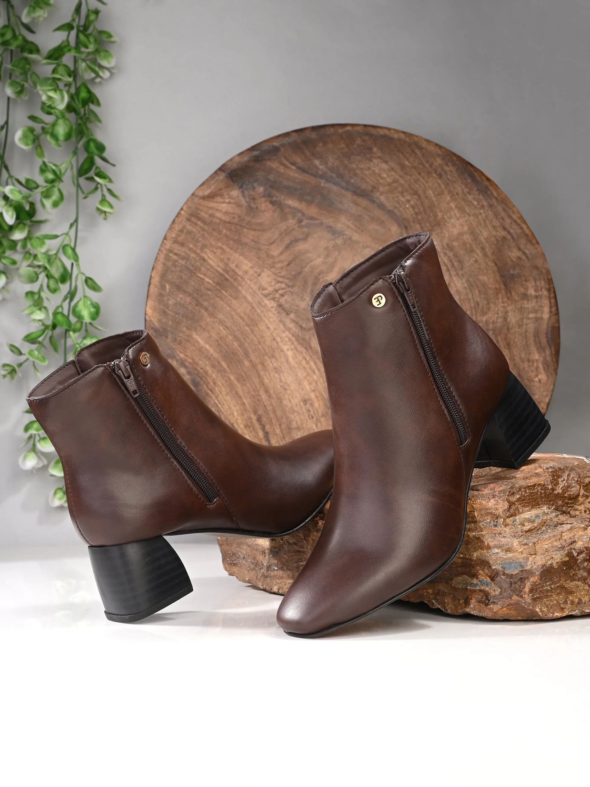 EL PASO Women Suede Faux Leather Casual Chelsea Boots