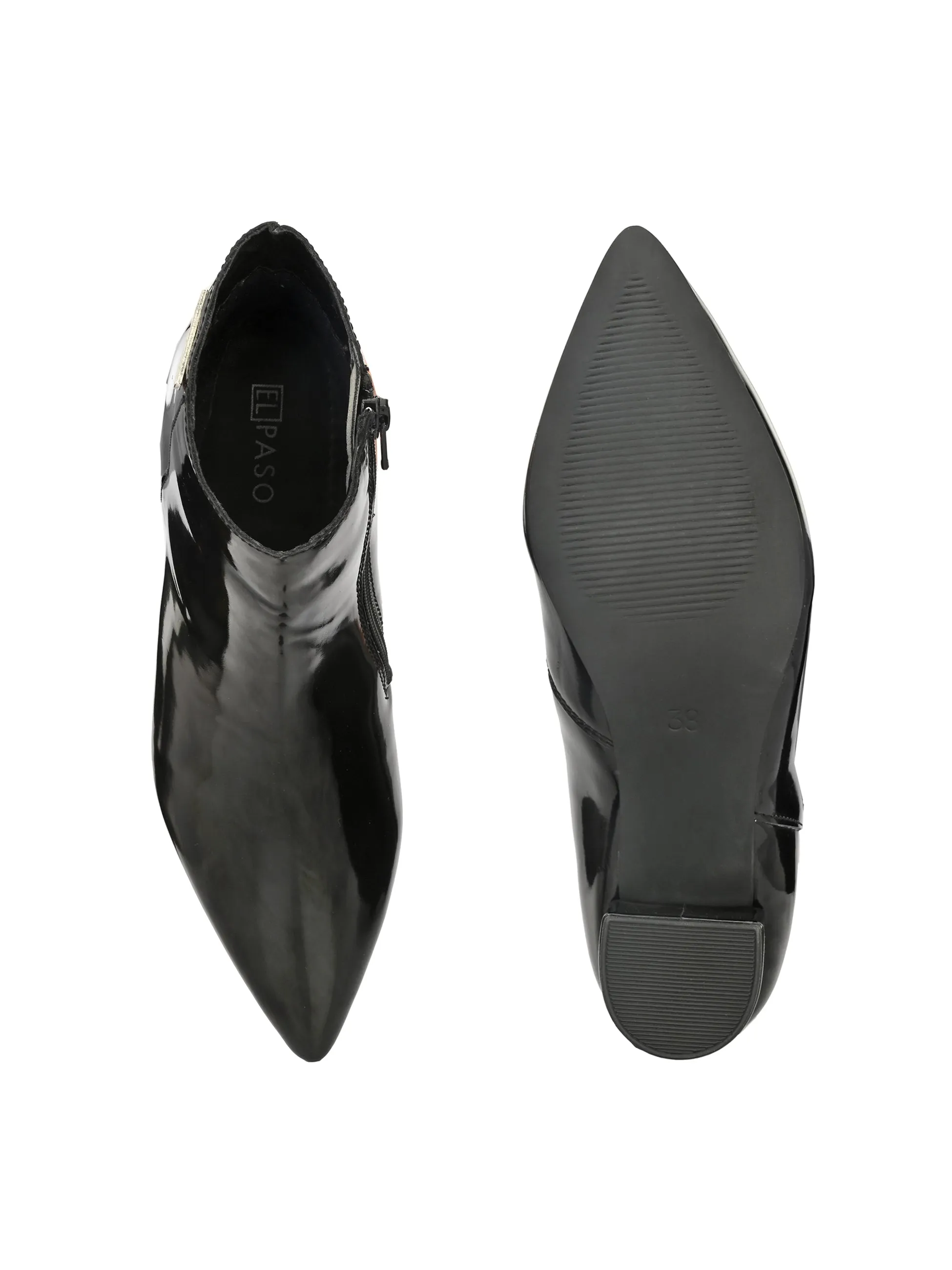 Elegant Ebony Glossy Bootie For Women