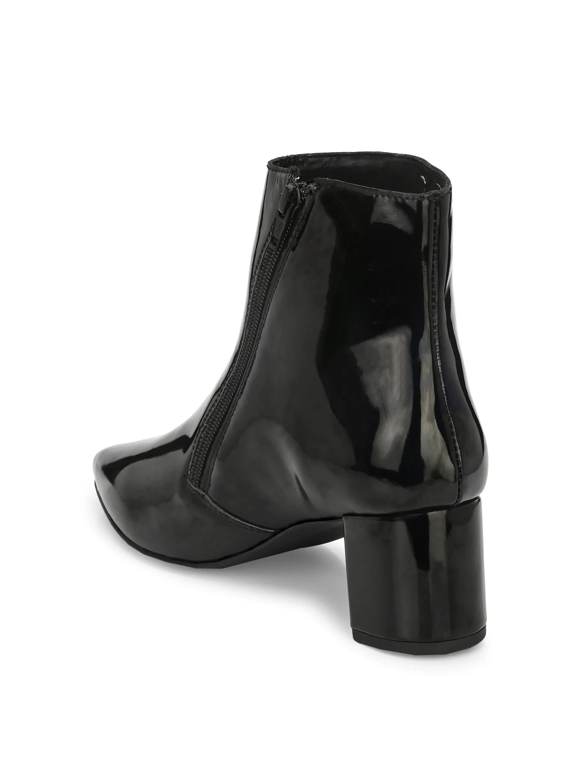 Elegant Ebony Glossy Bootie For Women