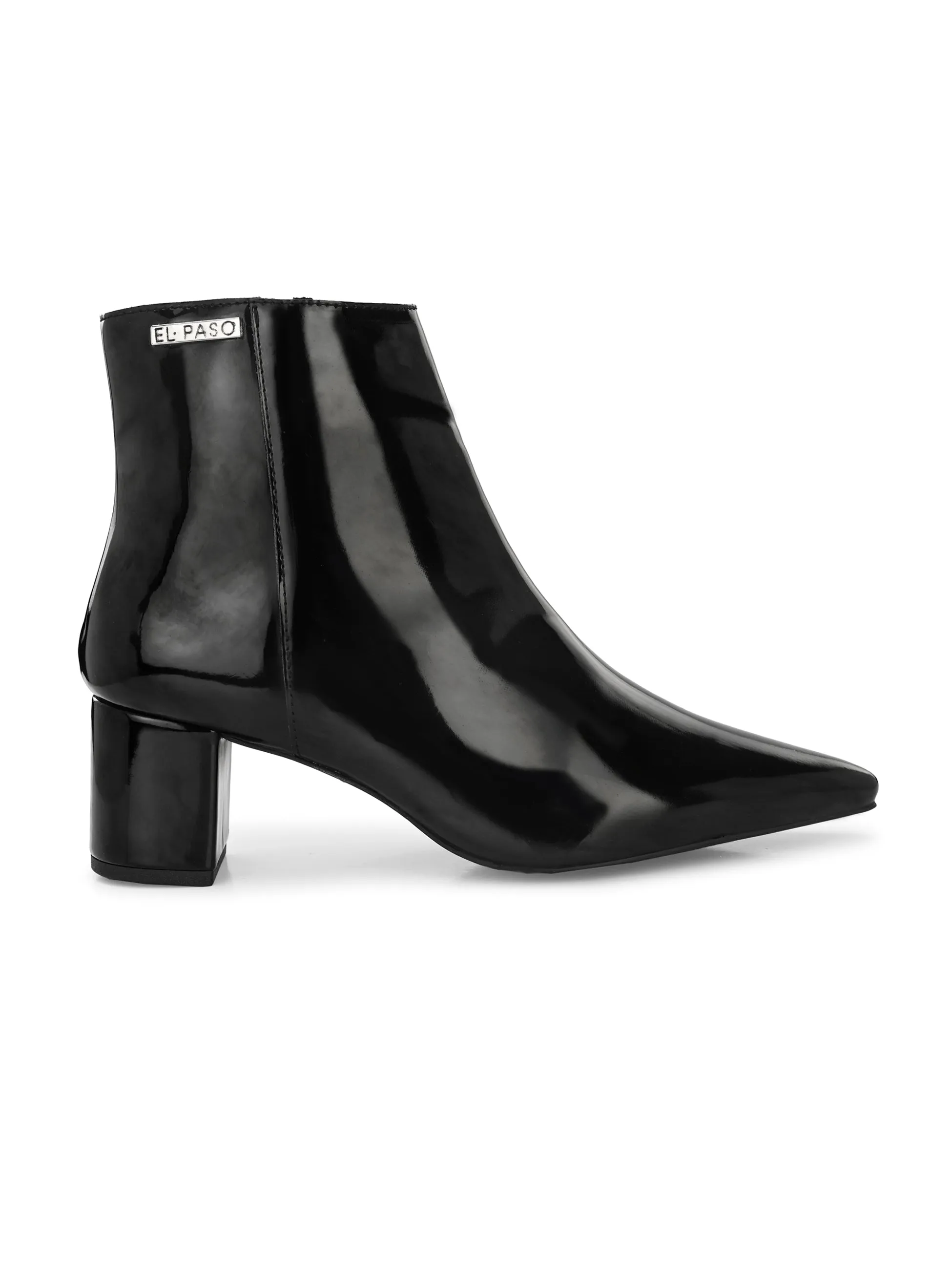 Elegant Ebony Glossy Bootie For Women