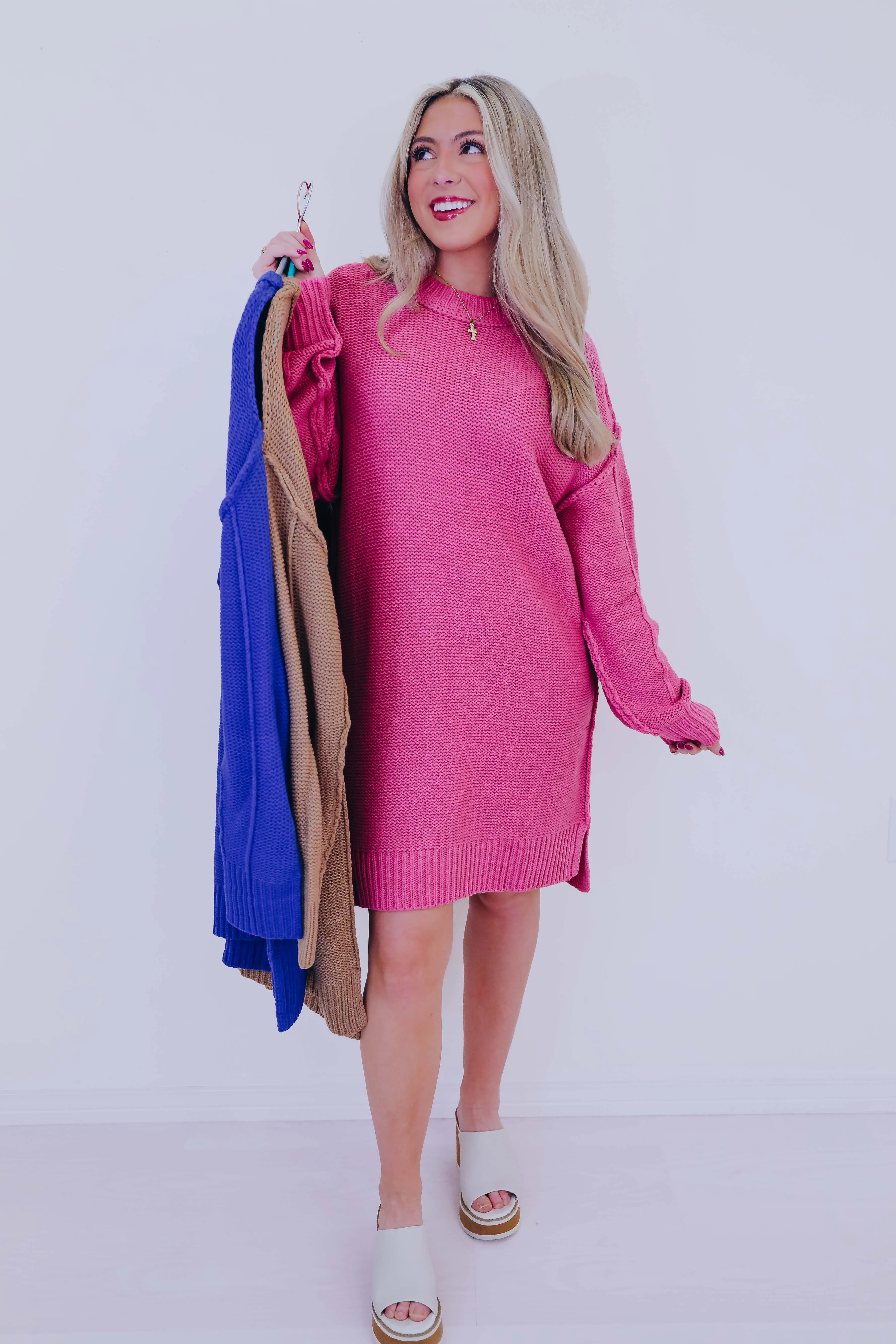 Embracing The Sweater Weather Mini Dress - 3 Colors