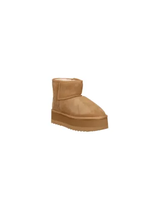 Eskimo Boots In Microfibra Con Pelliccia E Fascia In Gros Logata Sul Dietro - Cammello