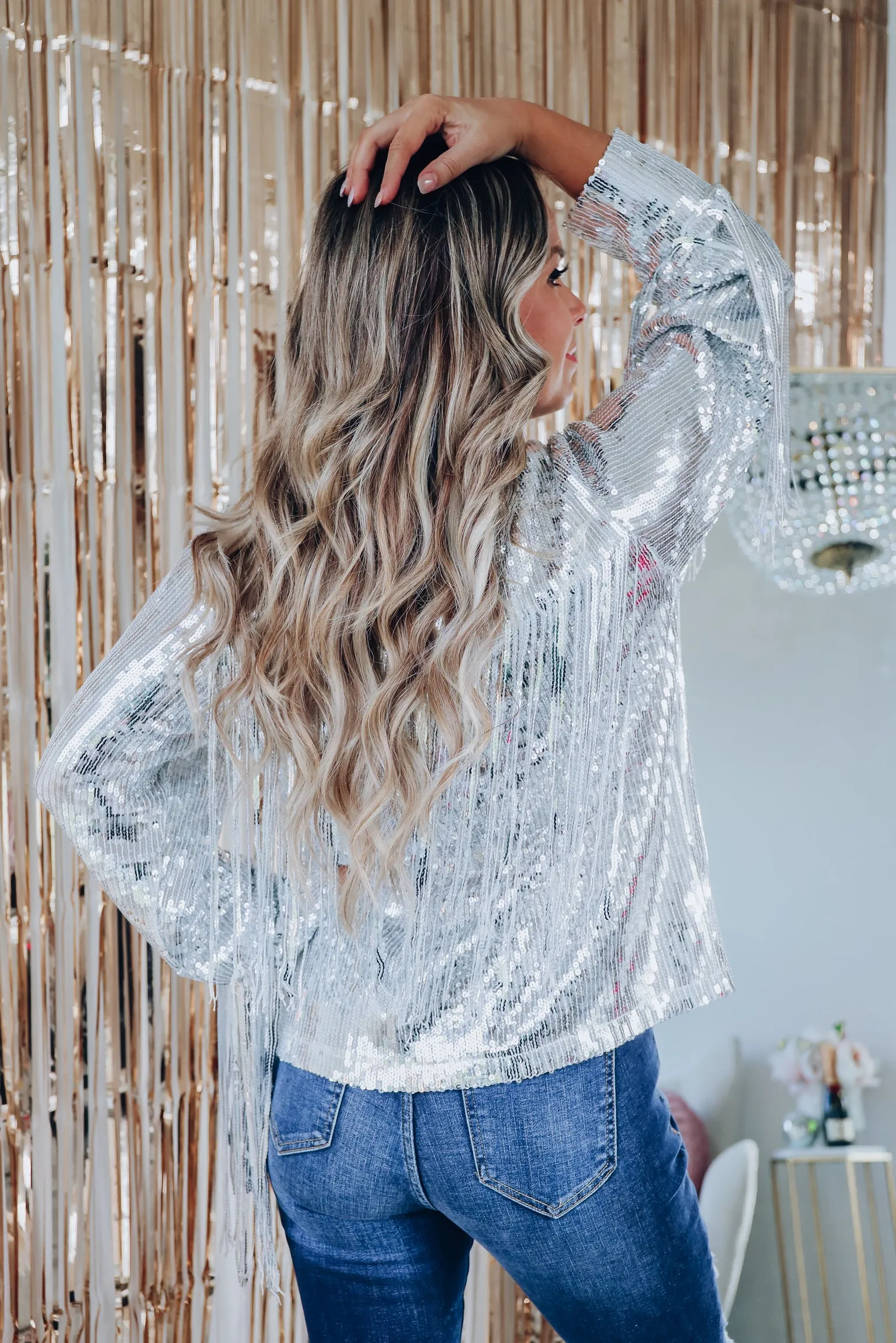 Fashionista Fringe Sequin Shacket - Silver