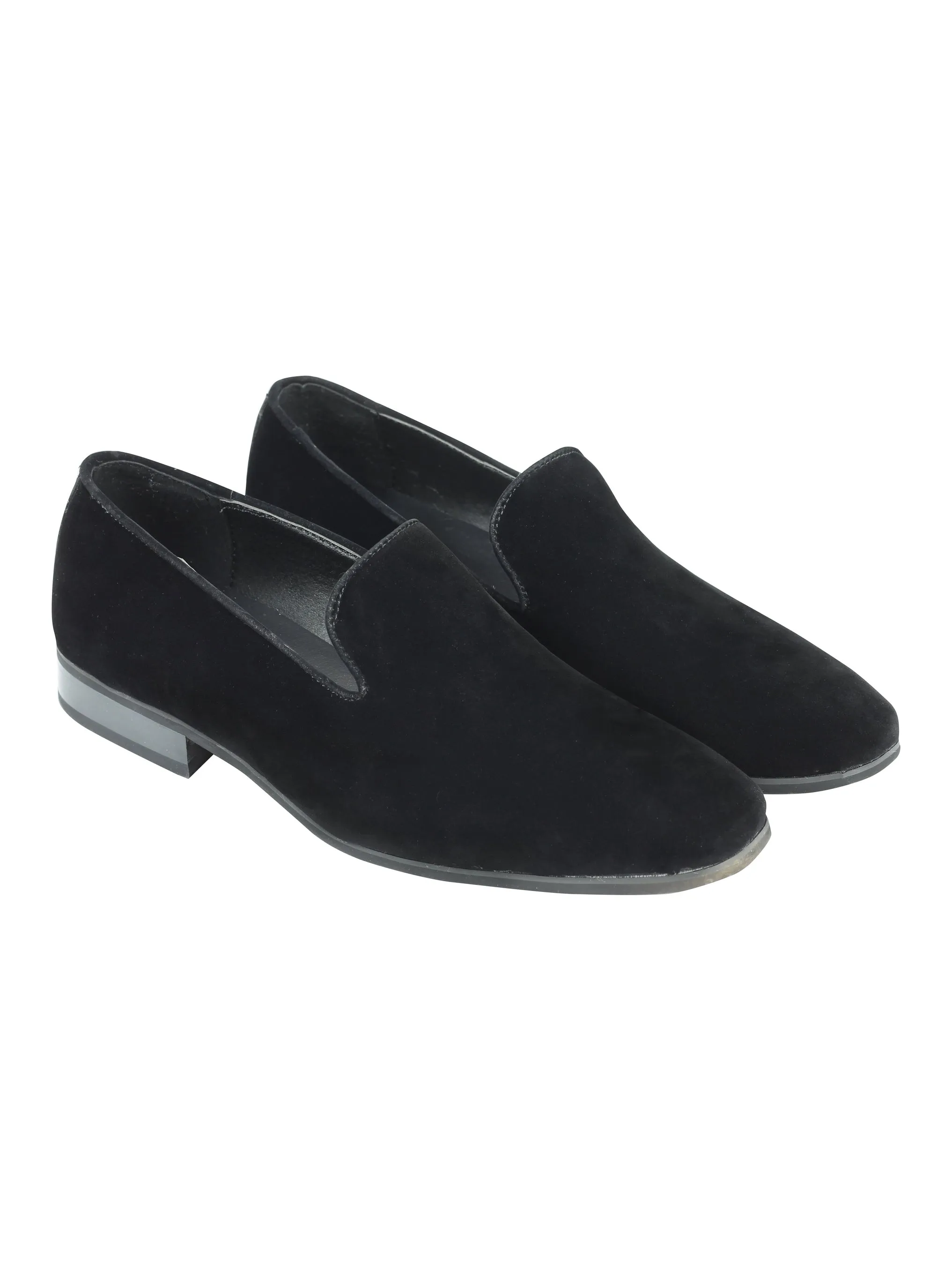 FAUX LEATHER SLIP ON BLACK SHOES