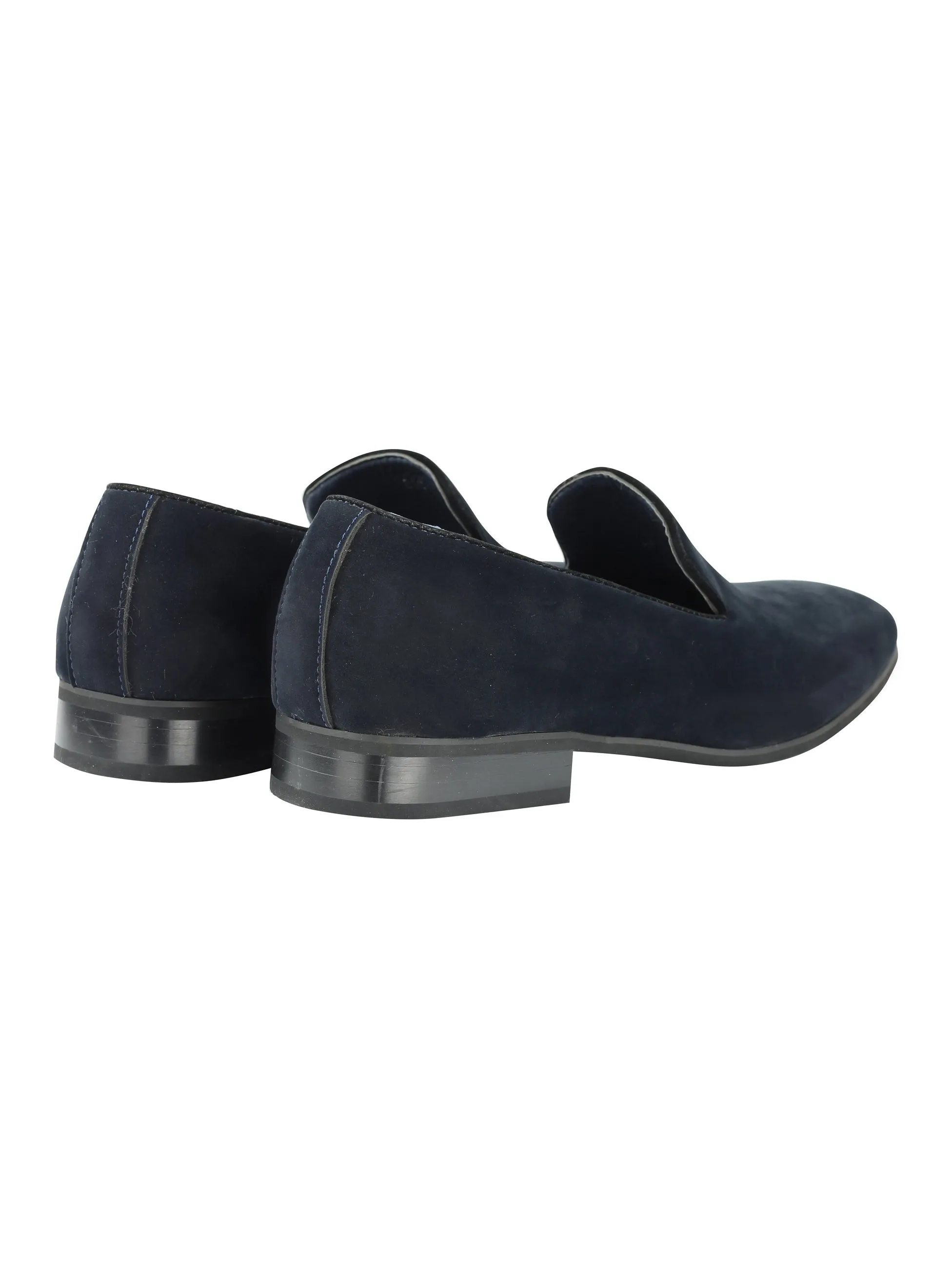 FAUX LEATHER SLIP ON SHOES IN NAVY
