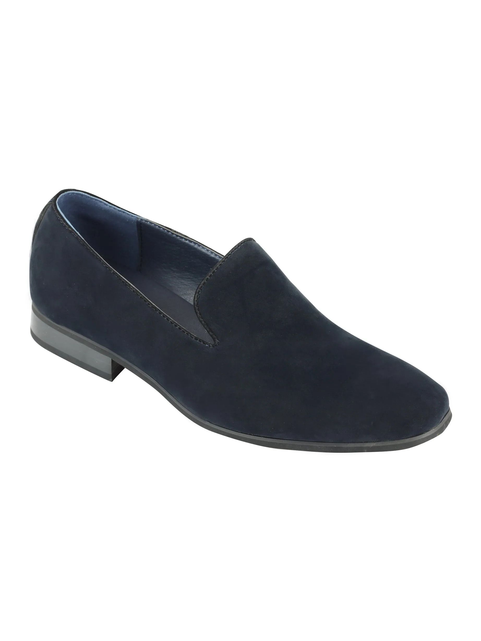 FAUX LEATHER SLIP ON SHOES IN NAVY