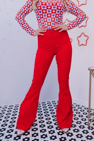 Flamingo Flare Jeans - Red