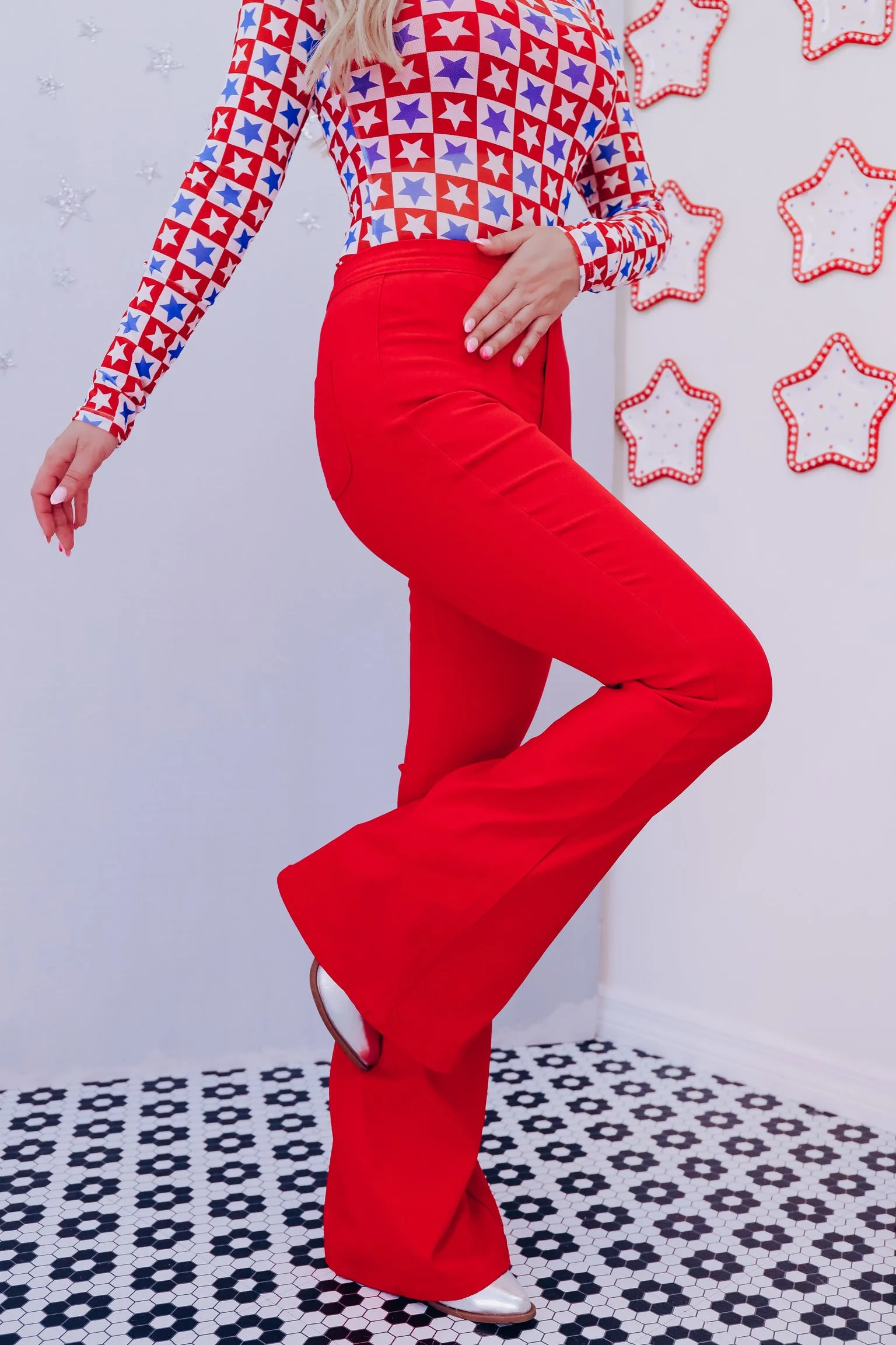 Flamingo Flare Jeans - Red