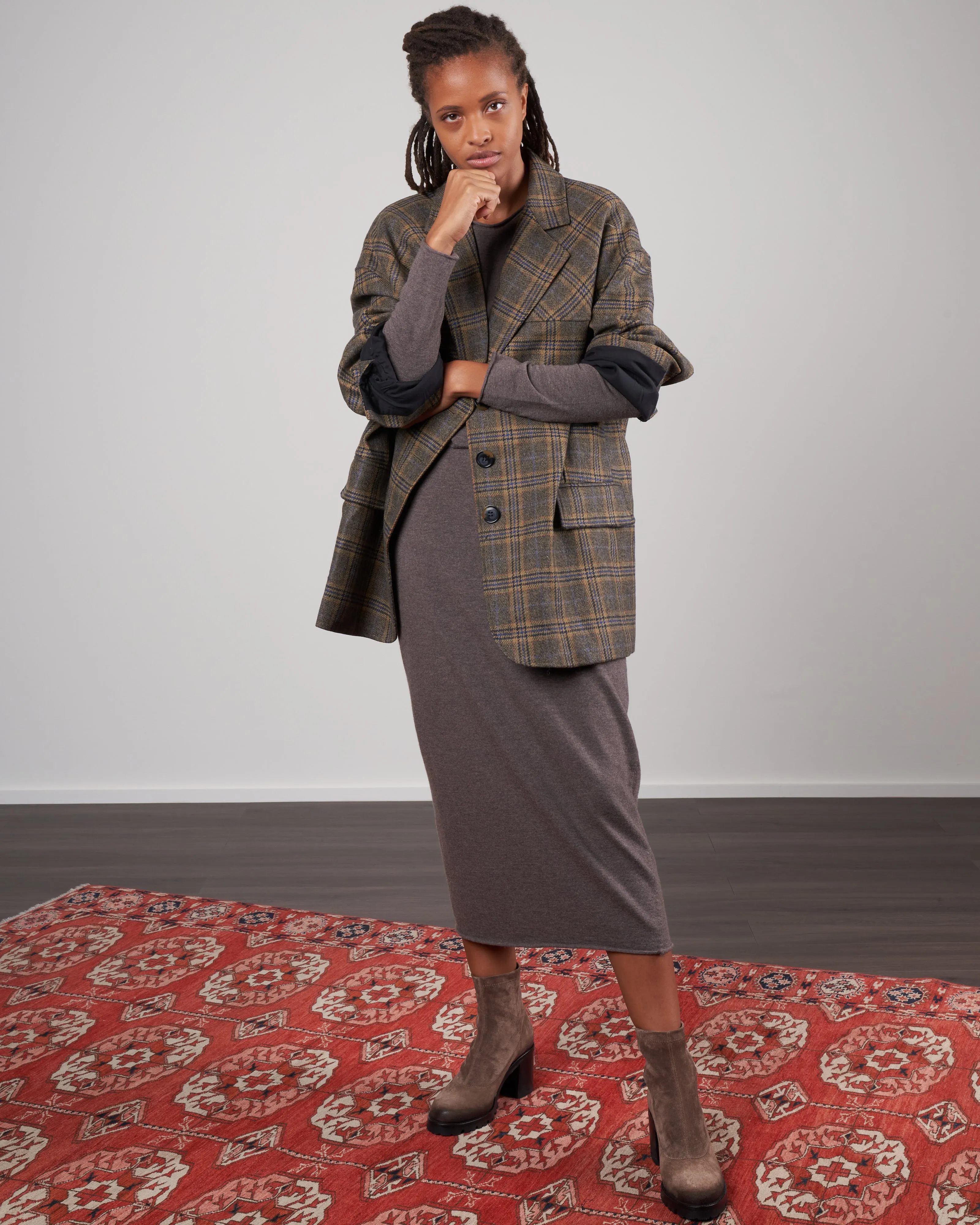 grandfather plaid liam blazer - tan/black multi