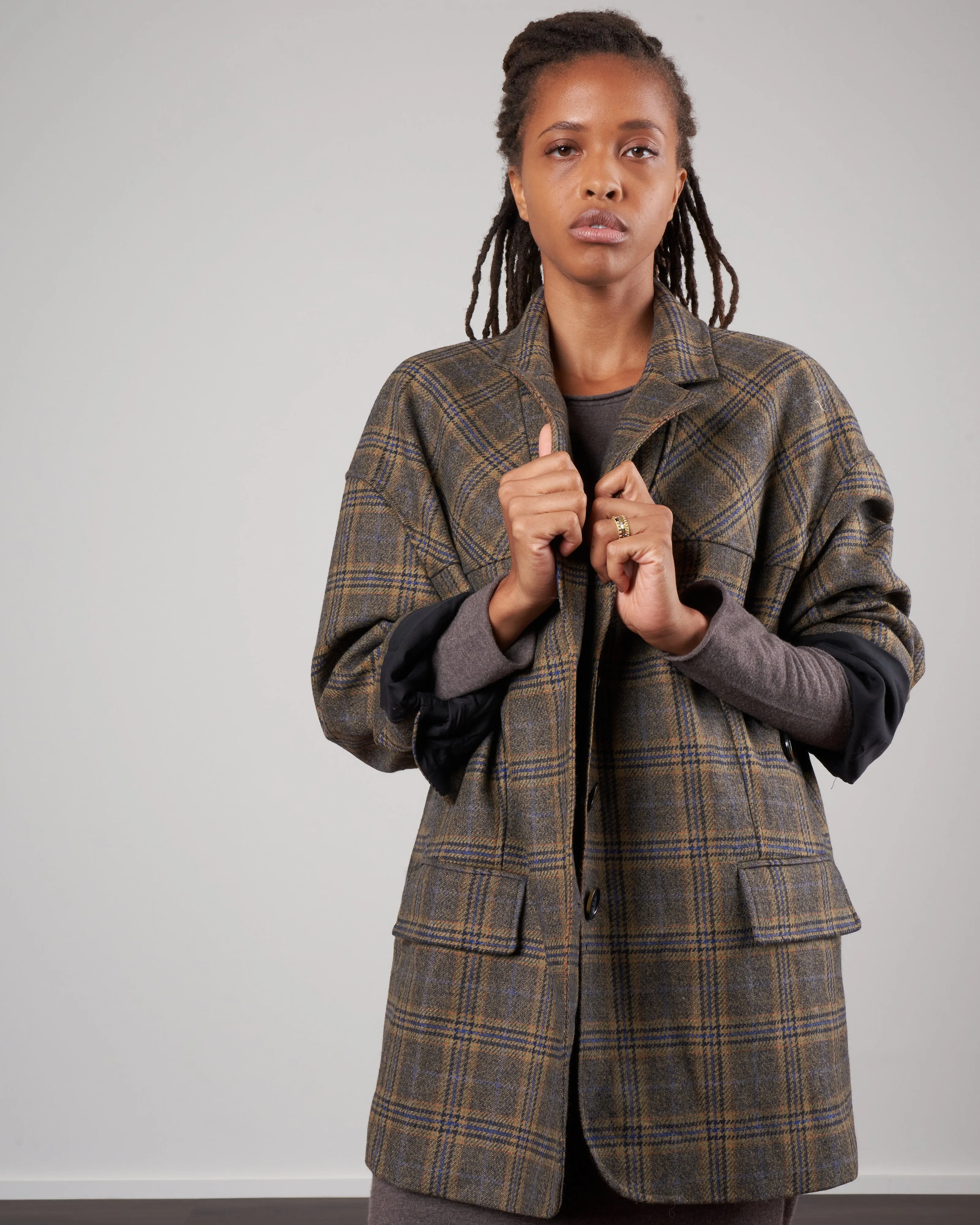 grandfather plaid liam blazer - tan/black multi