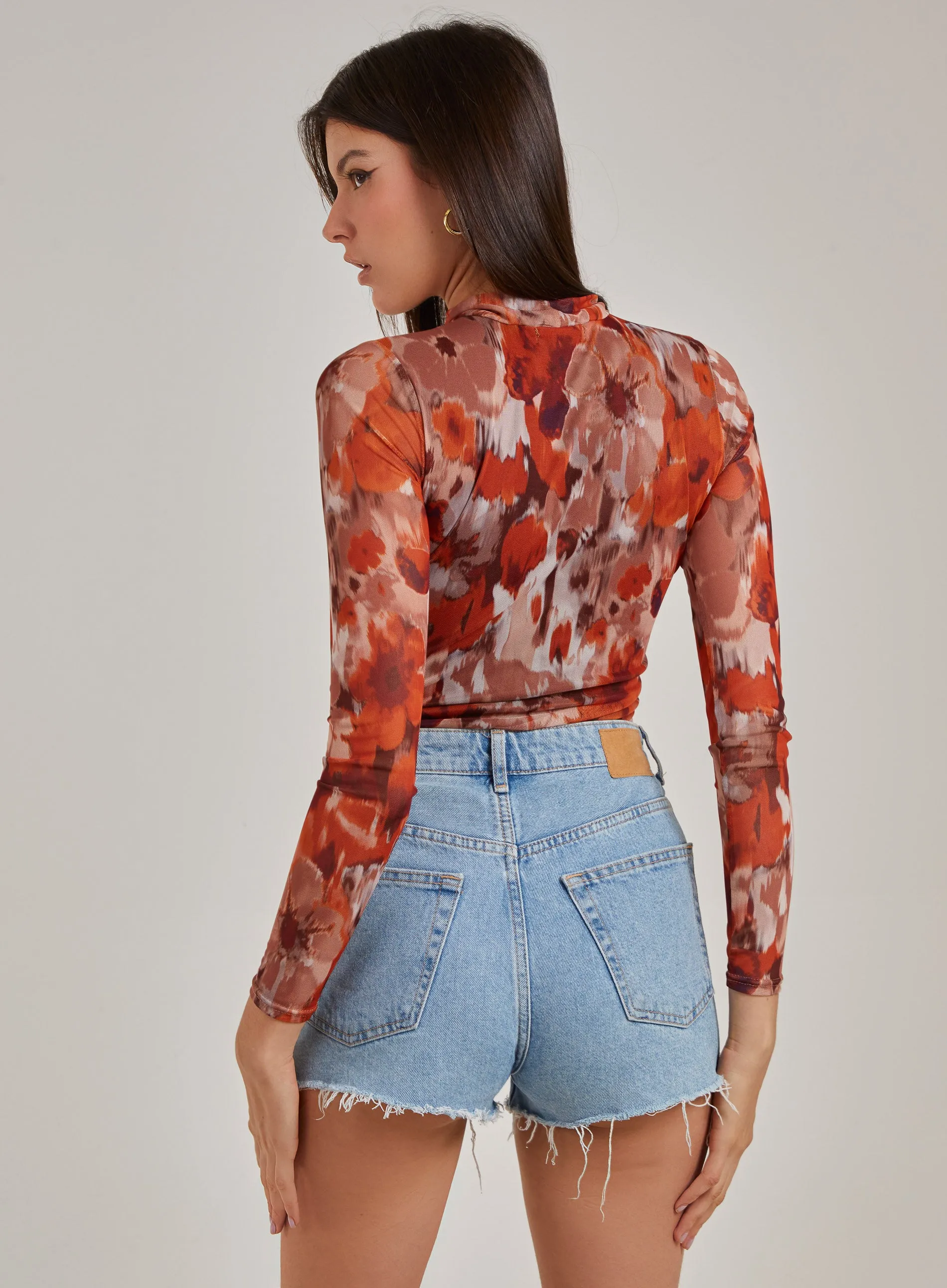 Graphic Floral High Neck Bodysuit