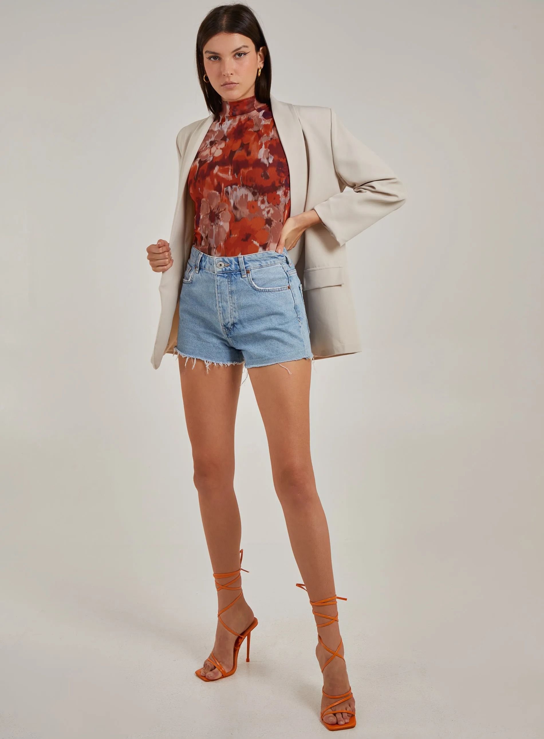 Graphic Floral High Neck Bodysuit