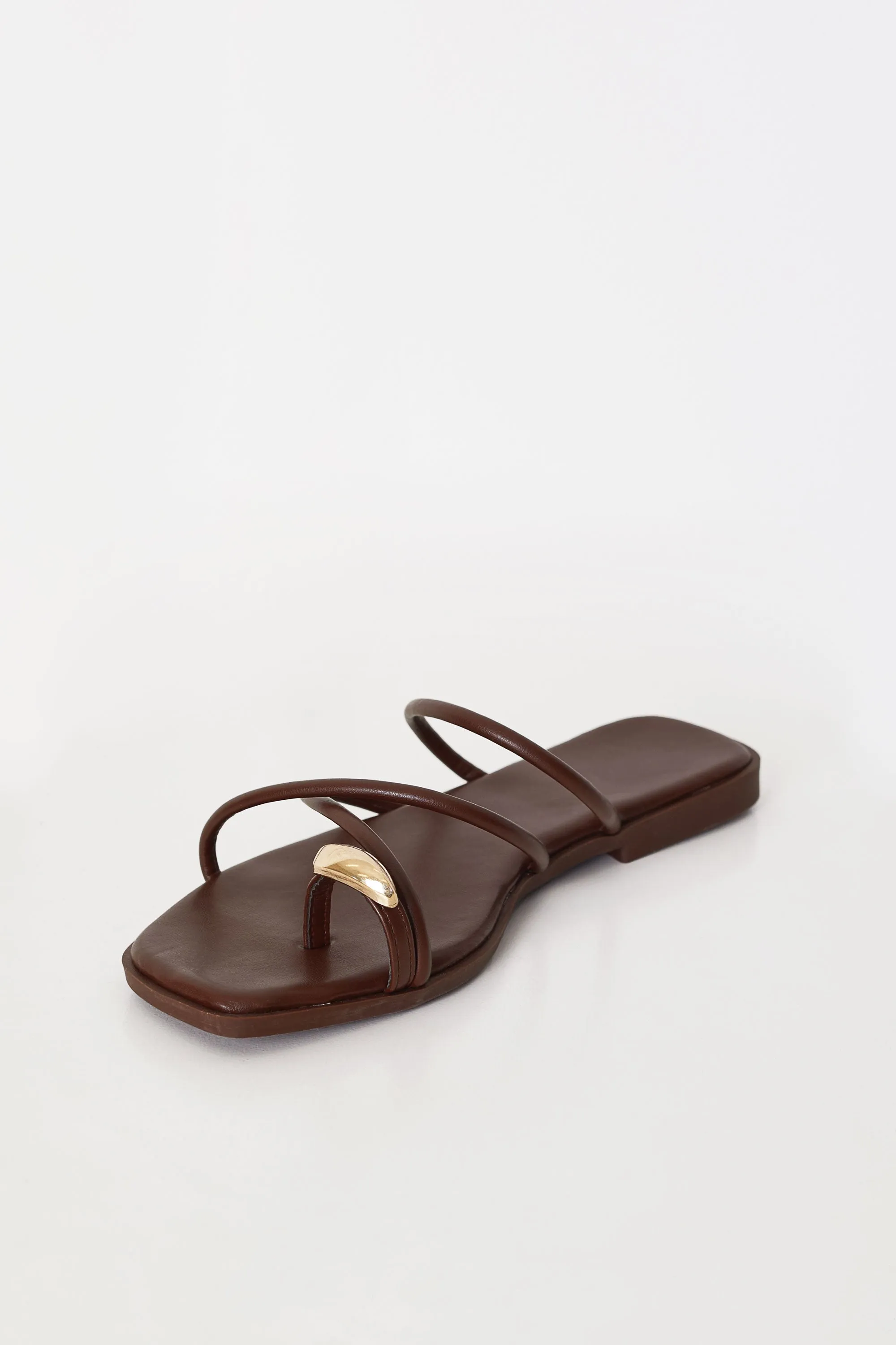 Harriette Brown Gold Toe Strappy Sandals