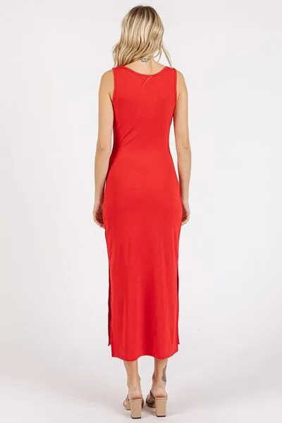 Hazel Blues® |  Mittoshop Side Slit Wide Strap Midi Tank Dress