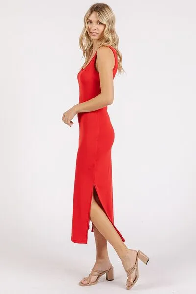 Hazel Blues® |  Mittoshop Side Slit Wide Strap Midi Tank Dress