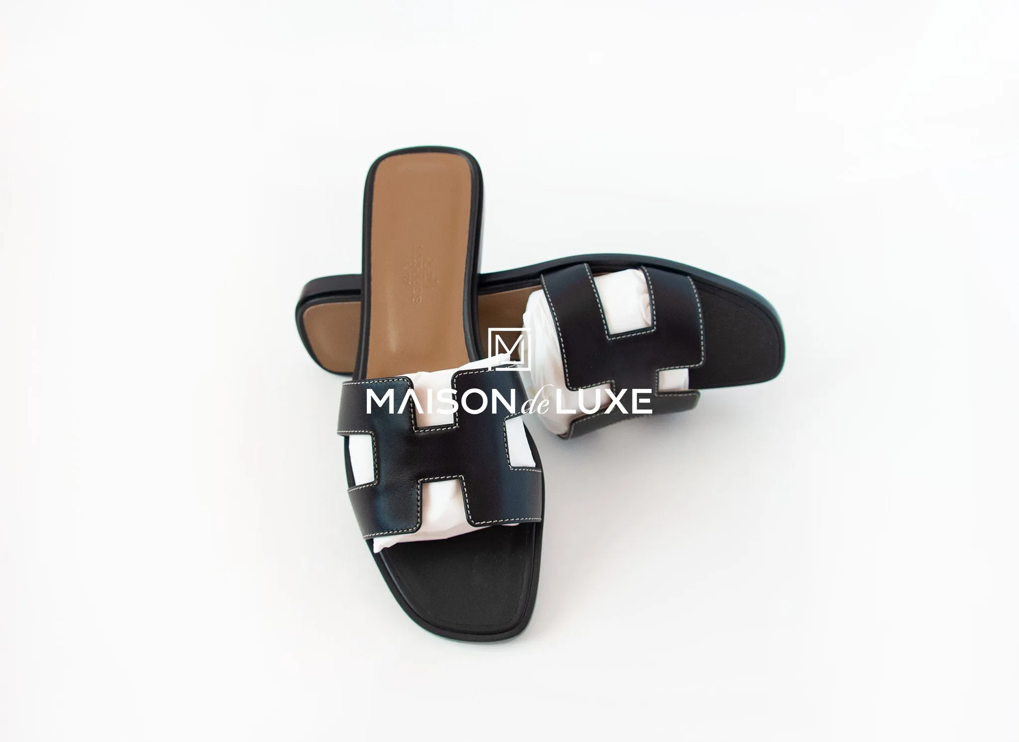 Hermes Women's Black Oran Sandal Slipper 38 Shoes