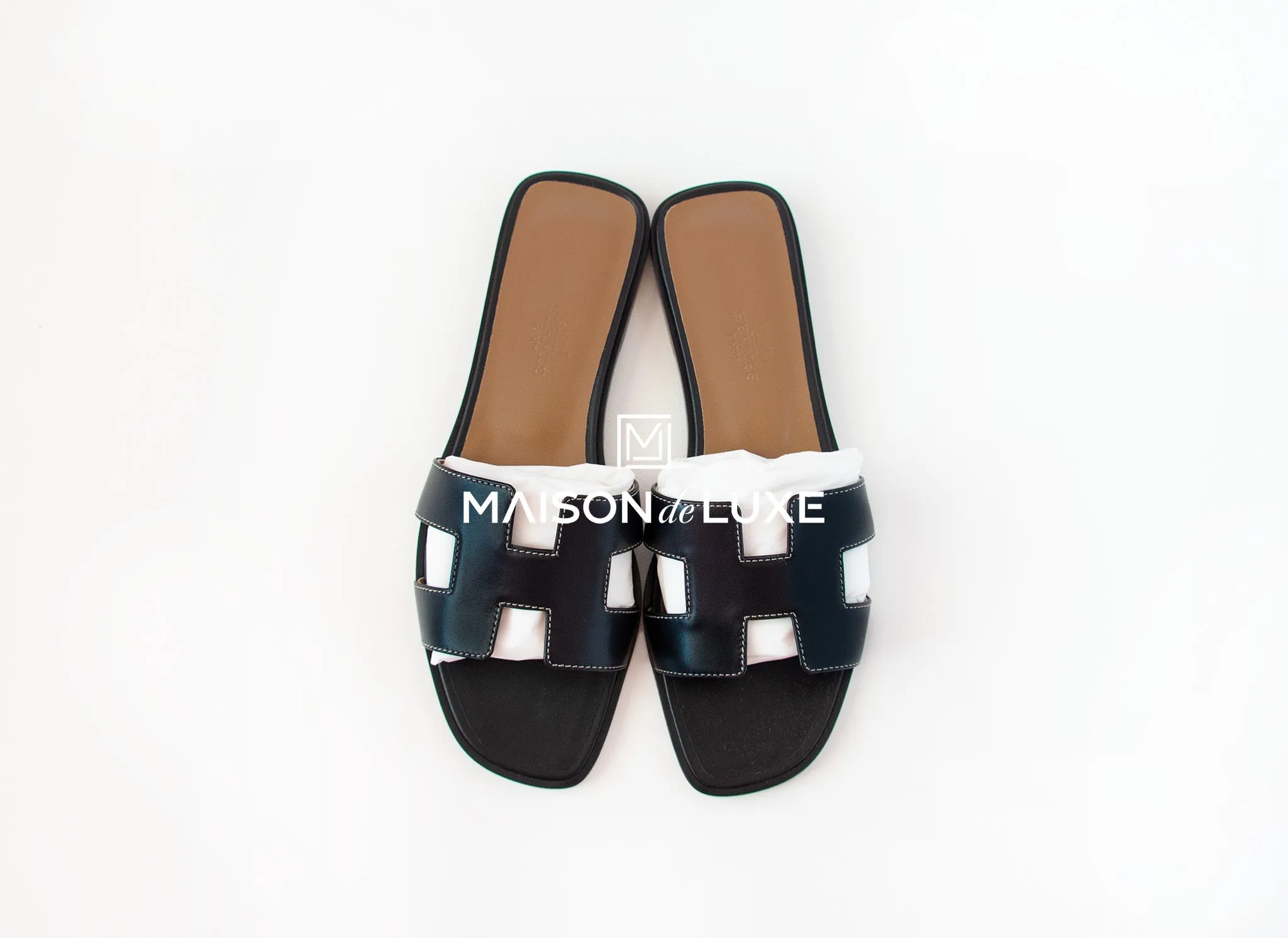 Hermes Women's Black Oran Sandal Slipper 38 Shoes