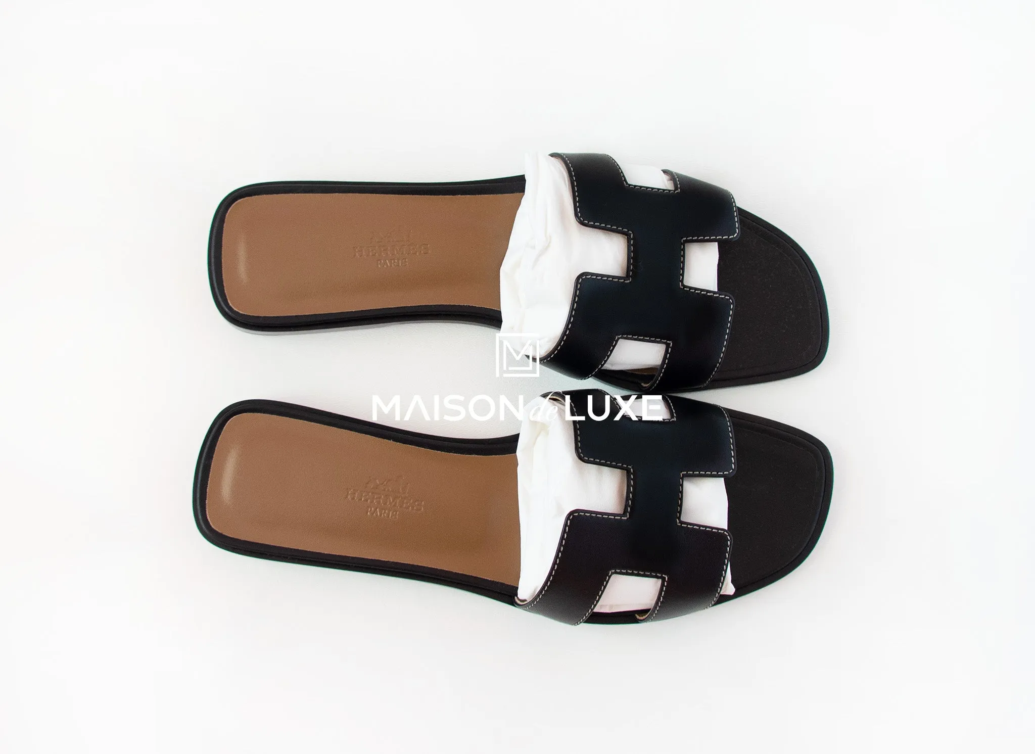 Hermes Women's Black Oran Sandal Slipper 38 Shoes