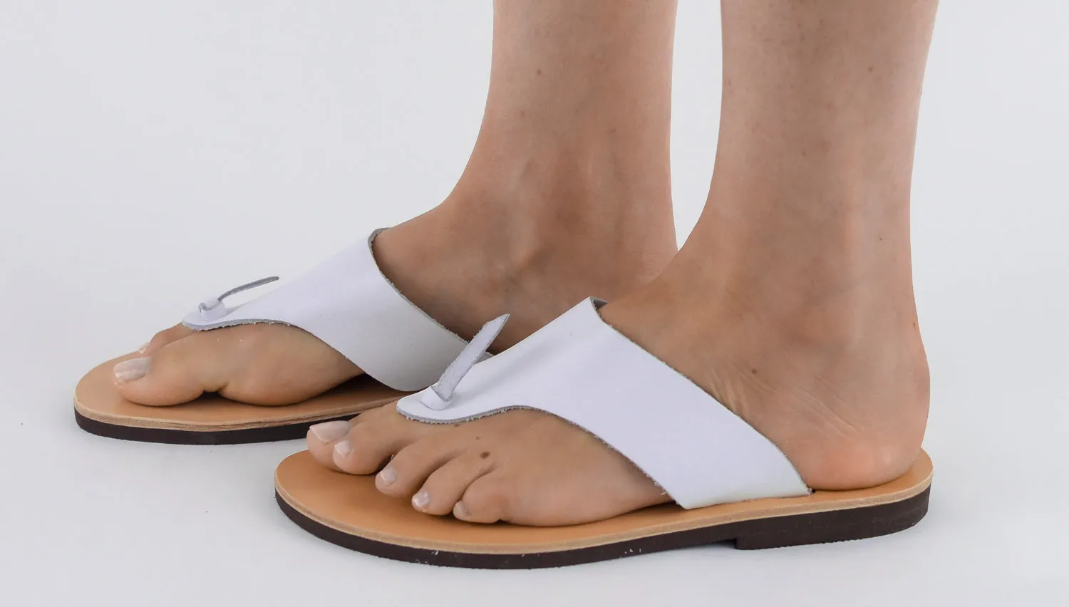 HESTIA WHITE LEATHER SANDALS