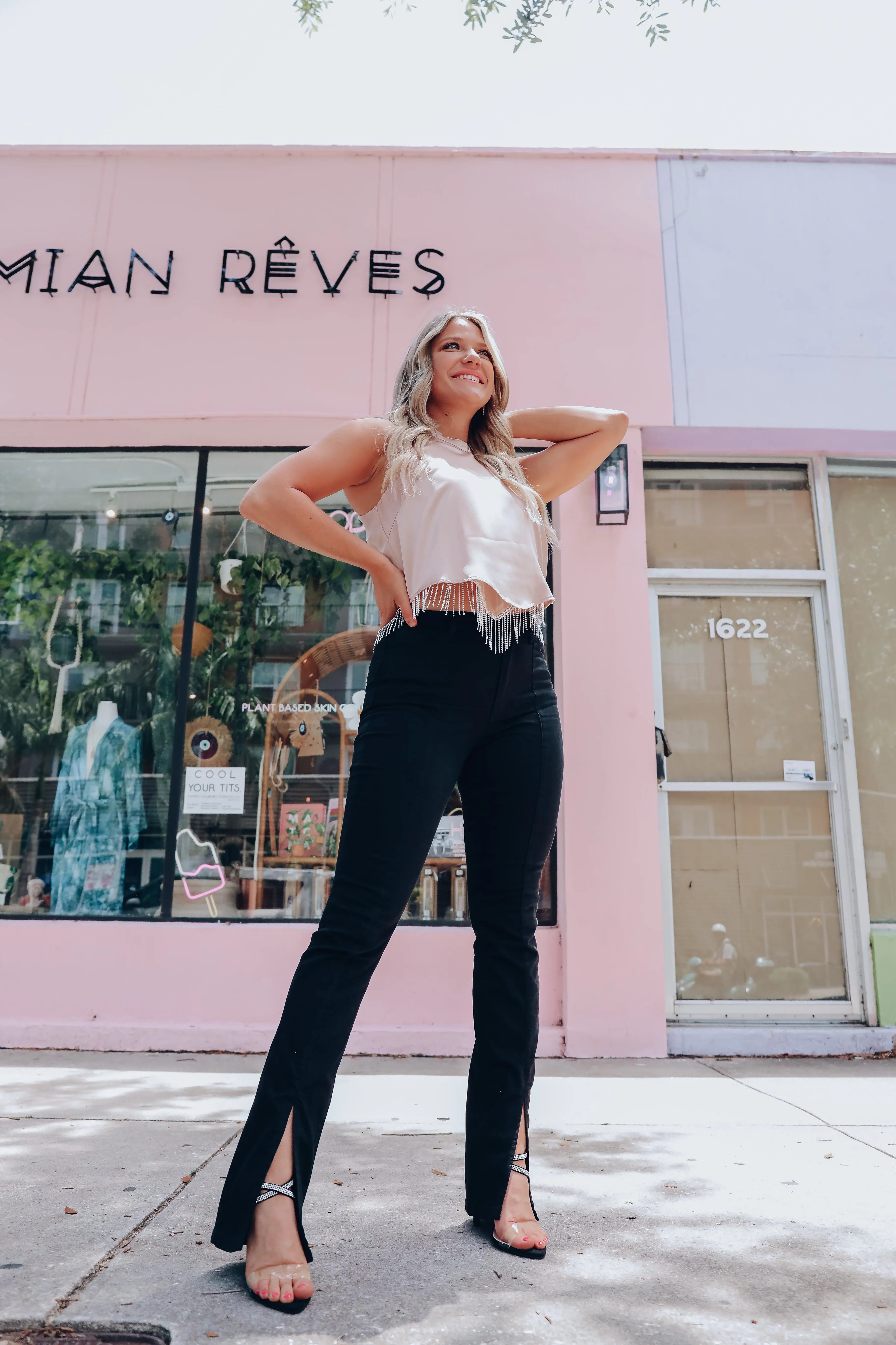 Hope High Rise Split Hem Jeans - Black