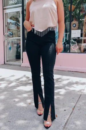 Hope High Rise Split Hem Jeans - Black