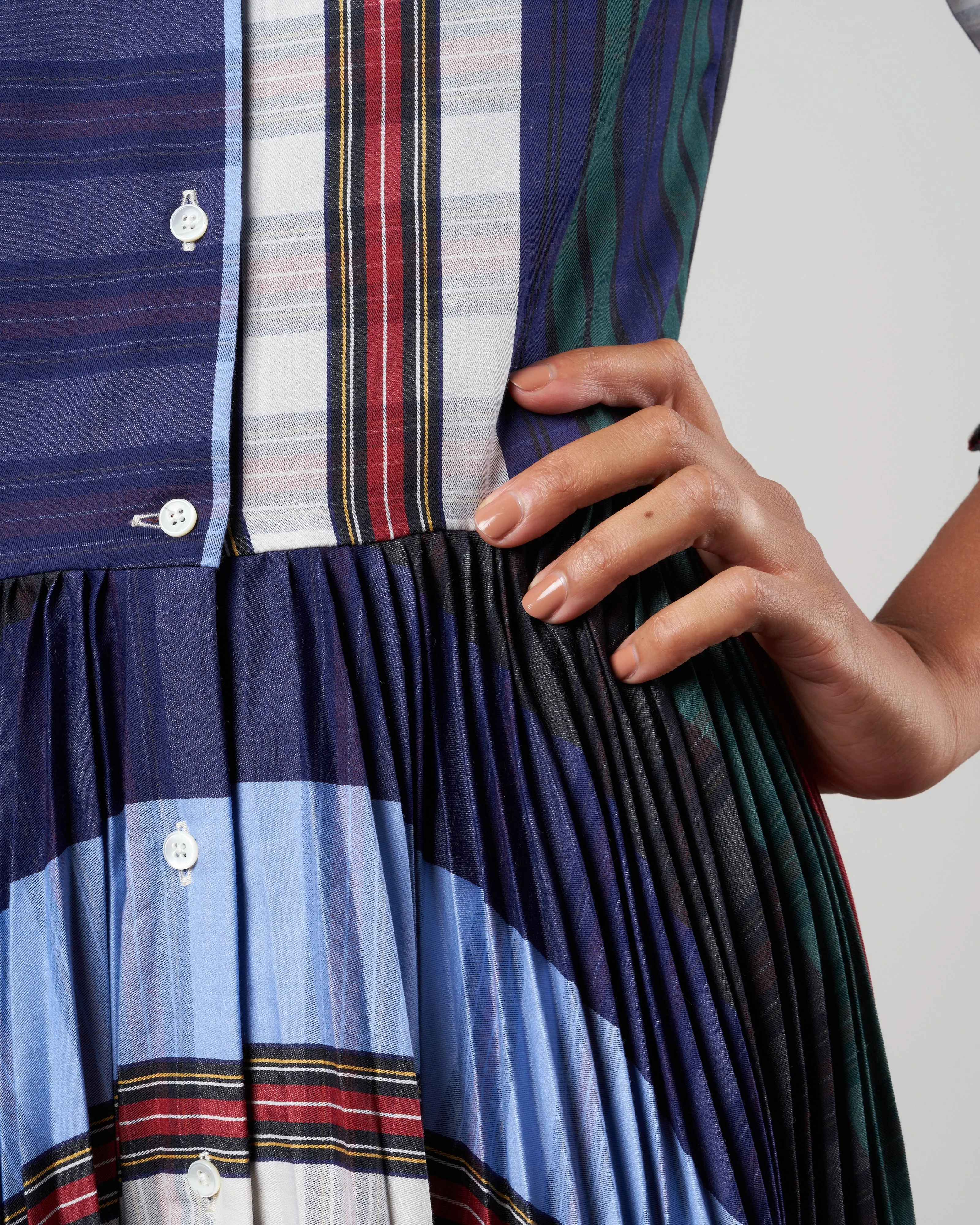 horizontal plissé dress - vertical stripe
