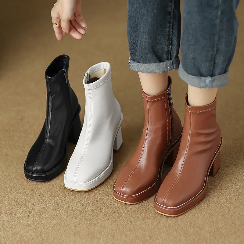 Isla Brown Platform Ankle Boots