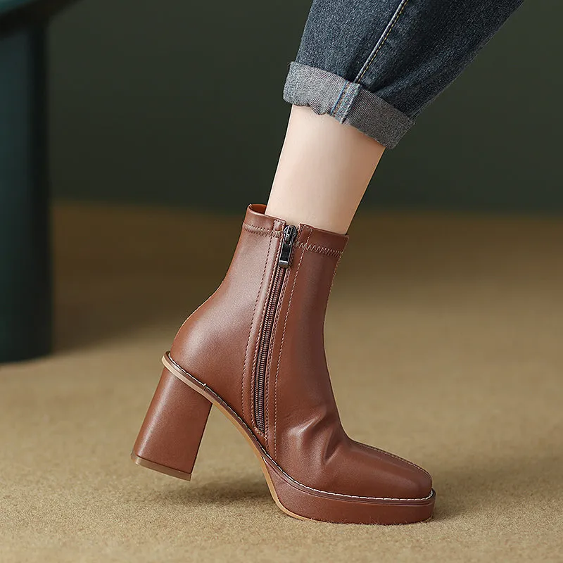 Isla Brown Platform Ankle Boots