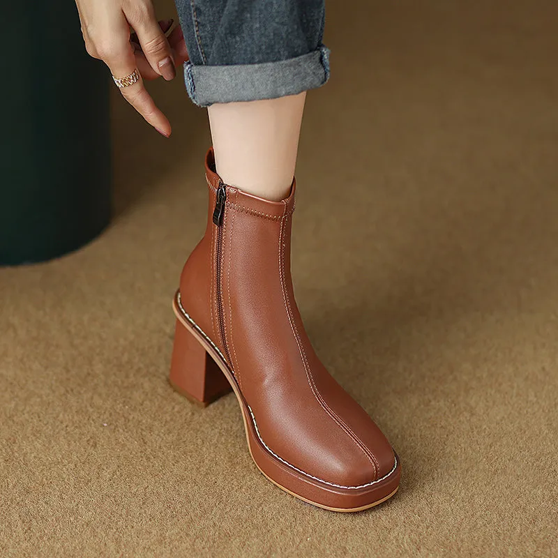 Isla Brown Platform Ankle Boots