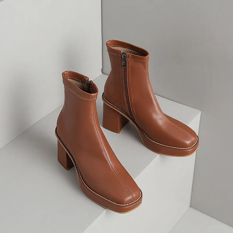 Isla Brown Platform Ankle Boots