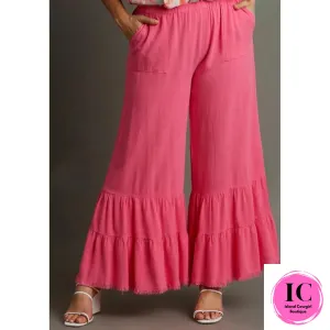 It's All A Dream Wide Ruffle Hot Pink Pants