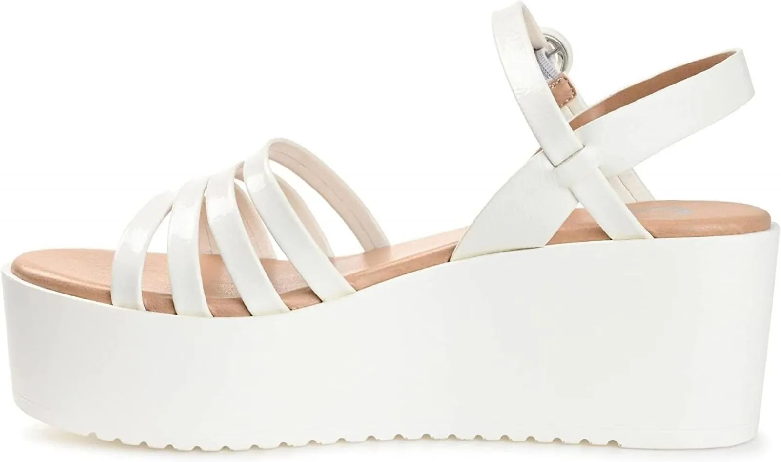 Journee Collection Miragge Comfort Foam Ankle Strap Platform Sandals White 7.5M