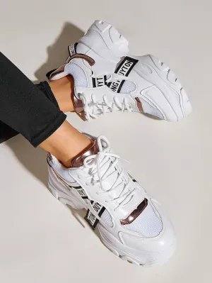 Lace-up Front Chunky Sole Trainers - White