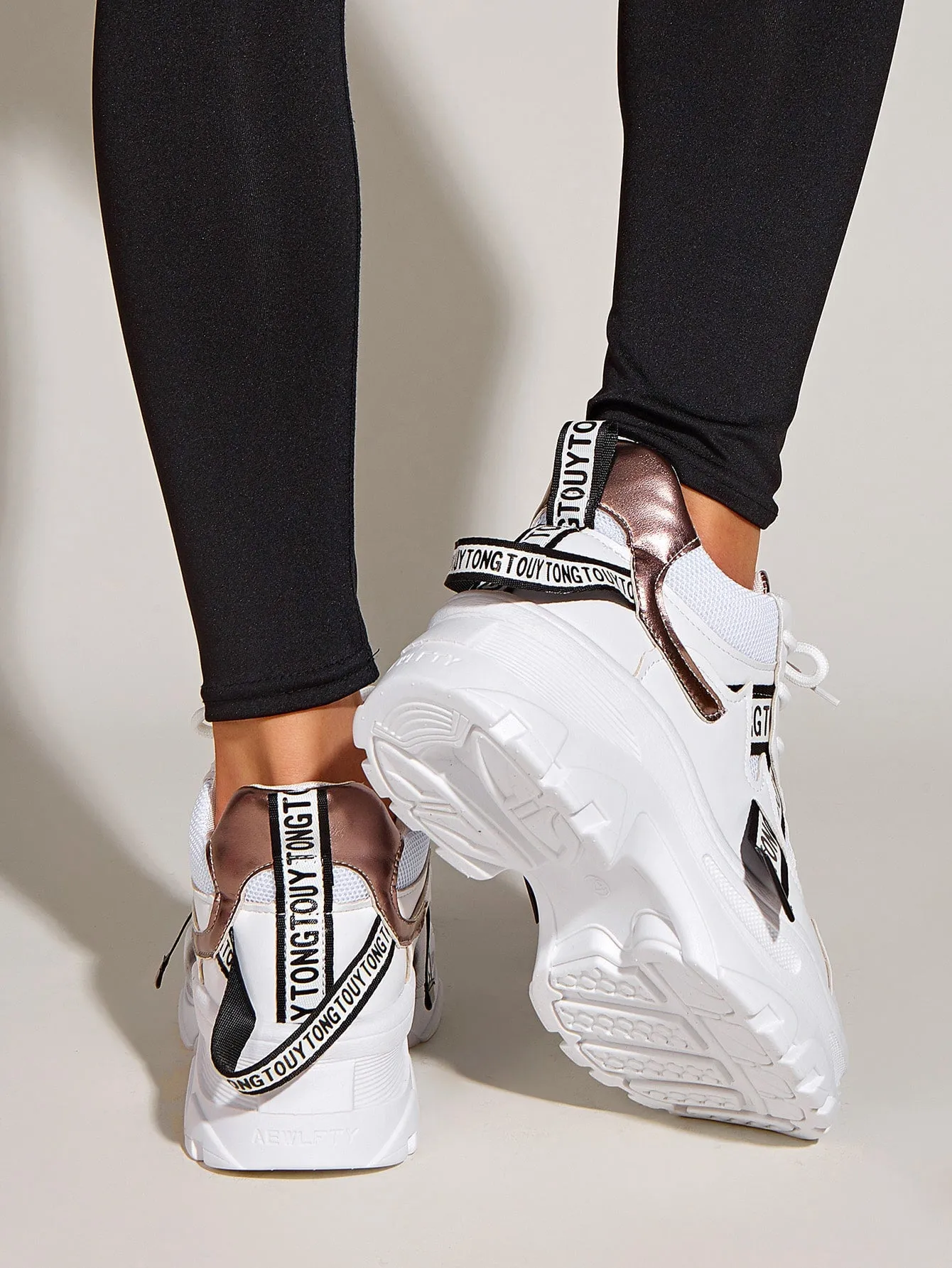 Lace-up Front Chunky Sole Trainers - White