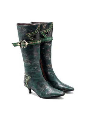Lace Up Rock Star With Stud Leather Knight Boot - Soffia