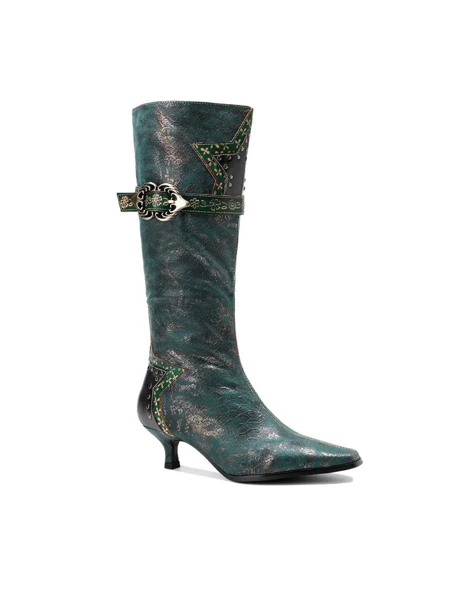 Lace Up Rock Star With Stud Leather Knight Boot - Soffia