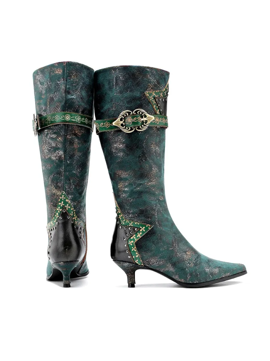 Lace Up Rock Star With Stud Leather Knight Boot - Soffia