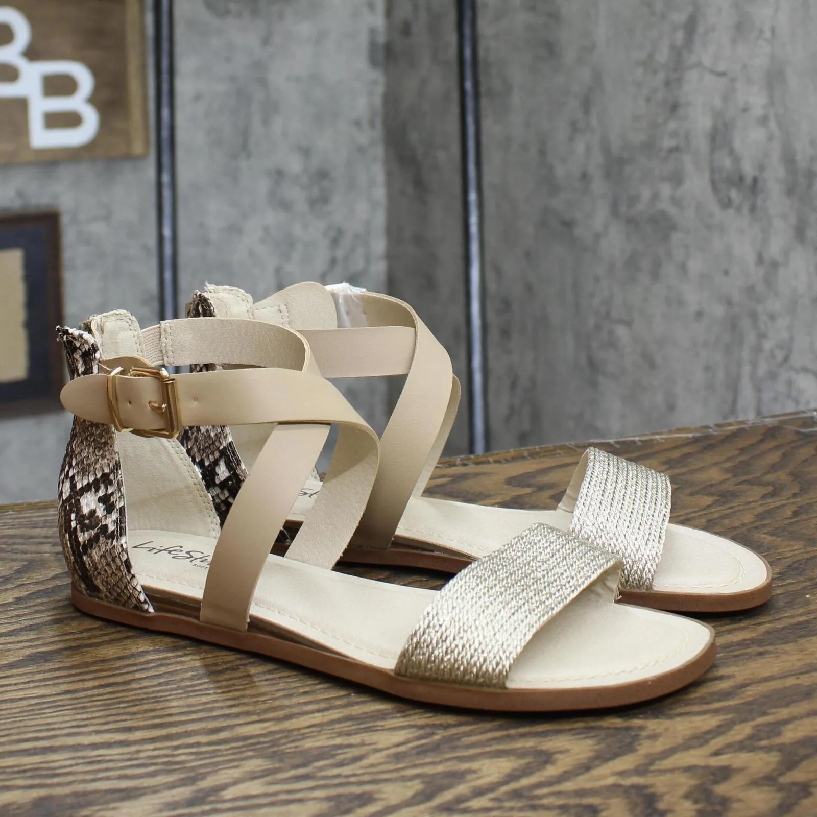 Lifestride Riley Strappy Sandals Women's G2710S3 Latte Brown 8M